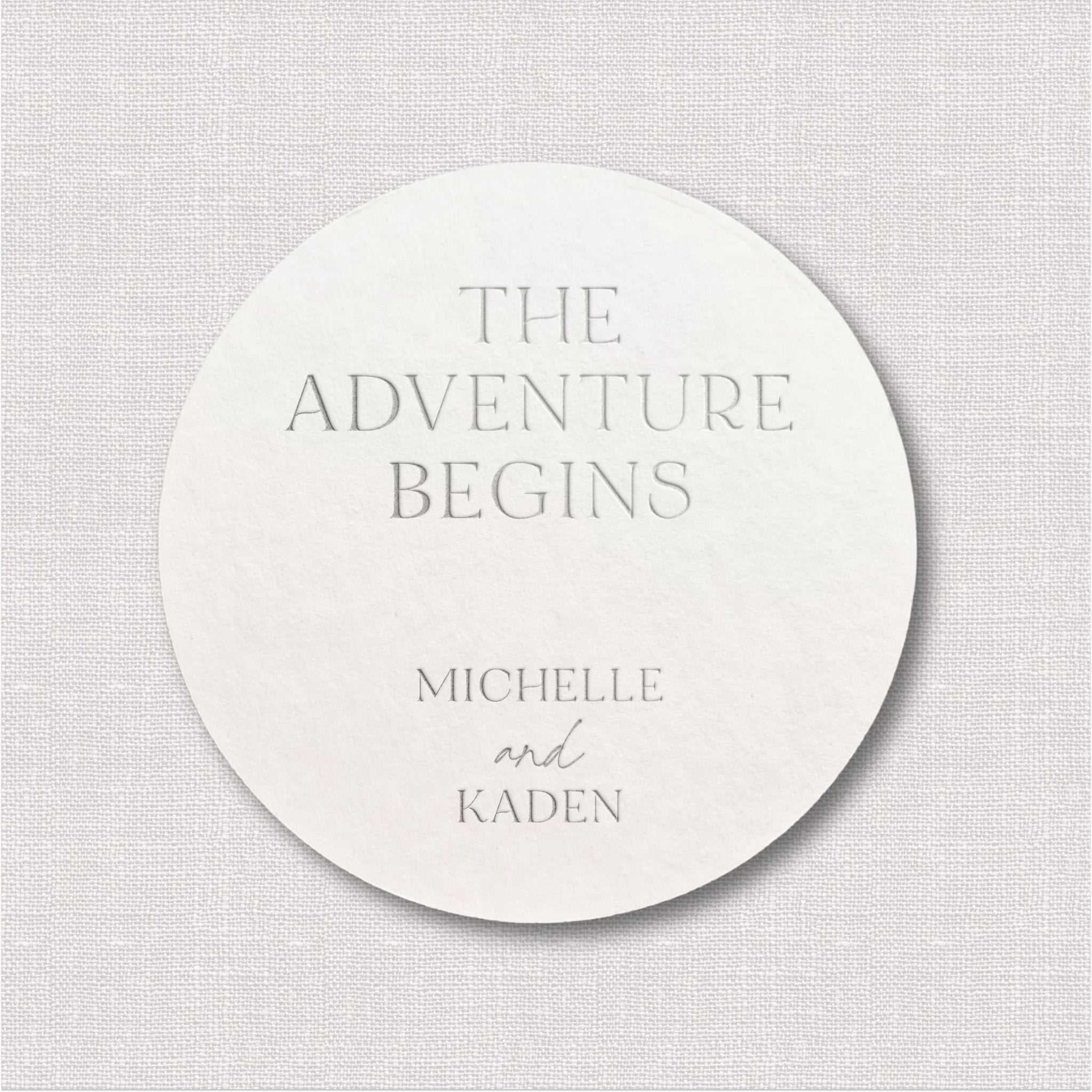 The Adventure Begins Wedding Coasters