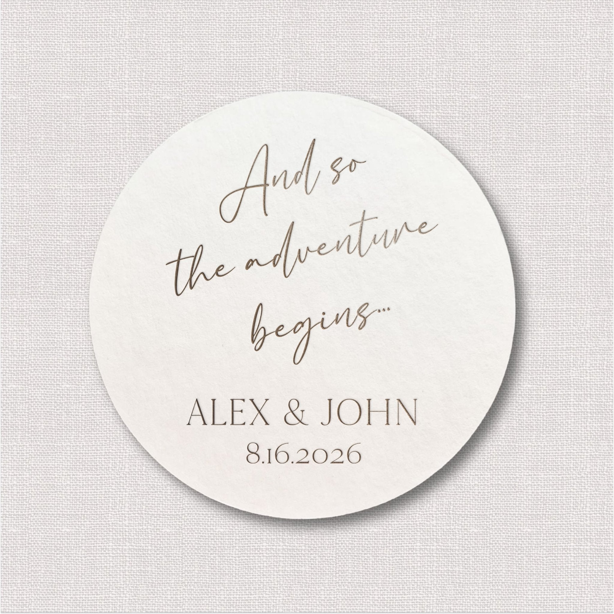 And So The Adventure Begins Wedding Coasters