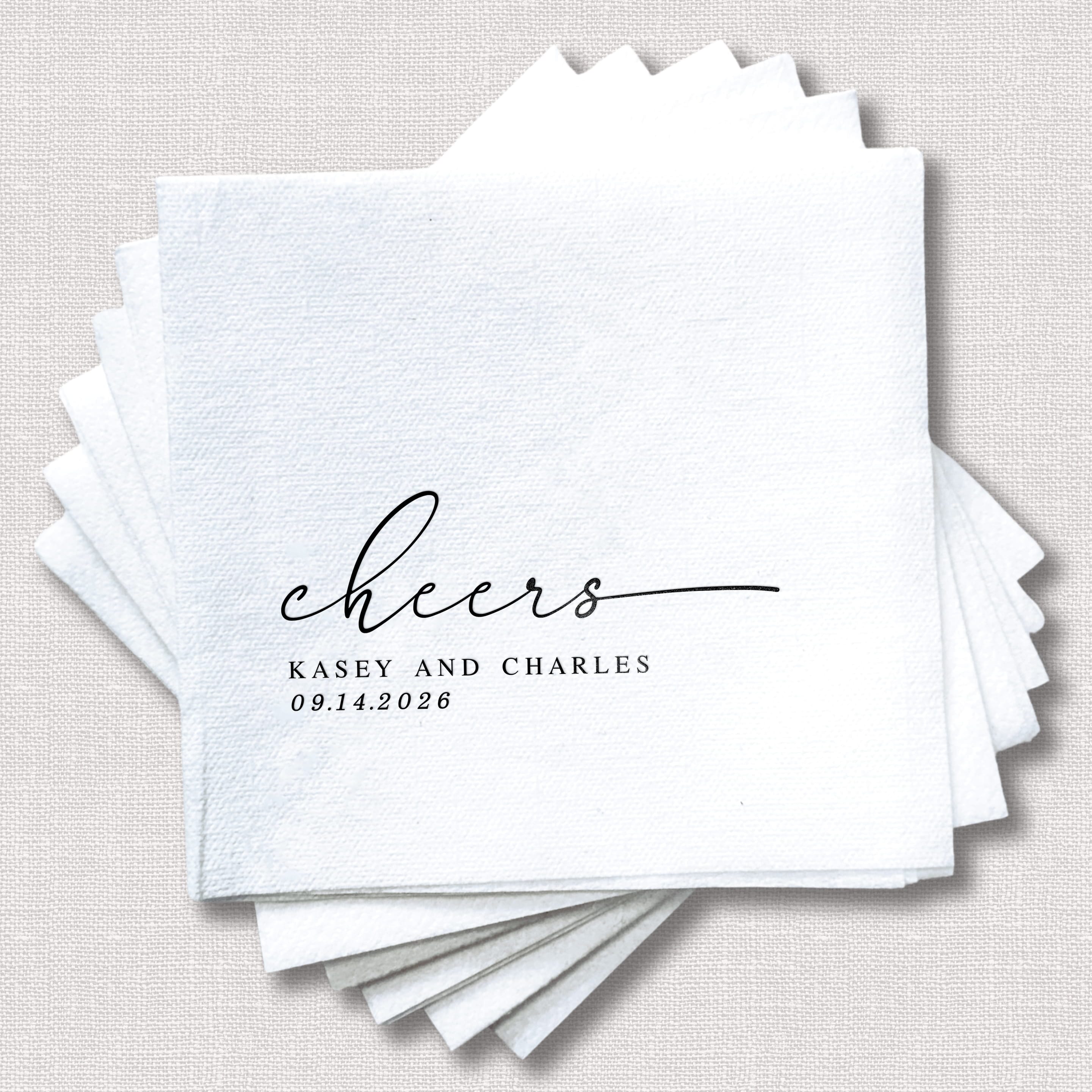 Personalized Cheers Wedding Premium Linun Uncoined Napkins
