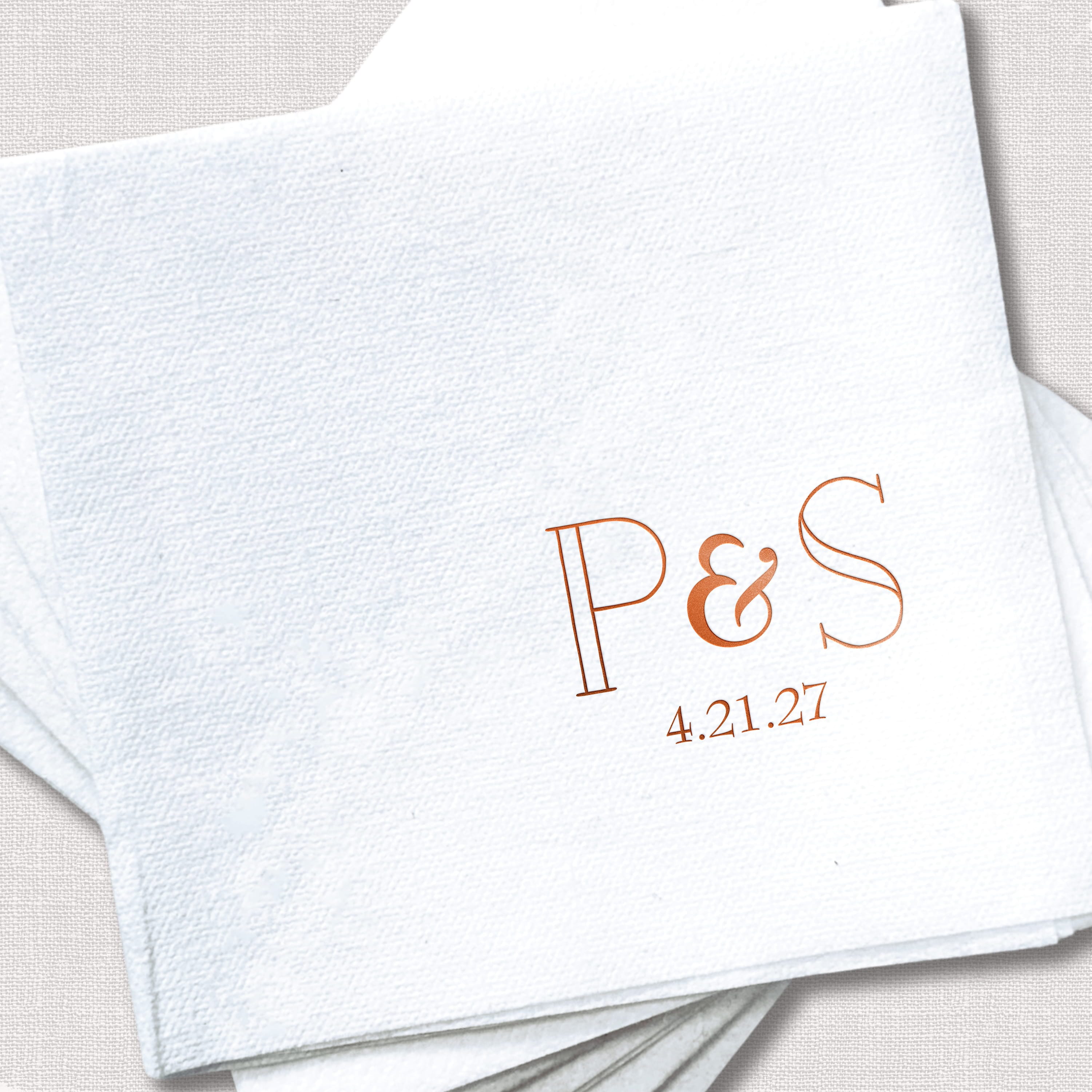 Custom Initials Wedding Premium Linun Uncoined Napkins