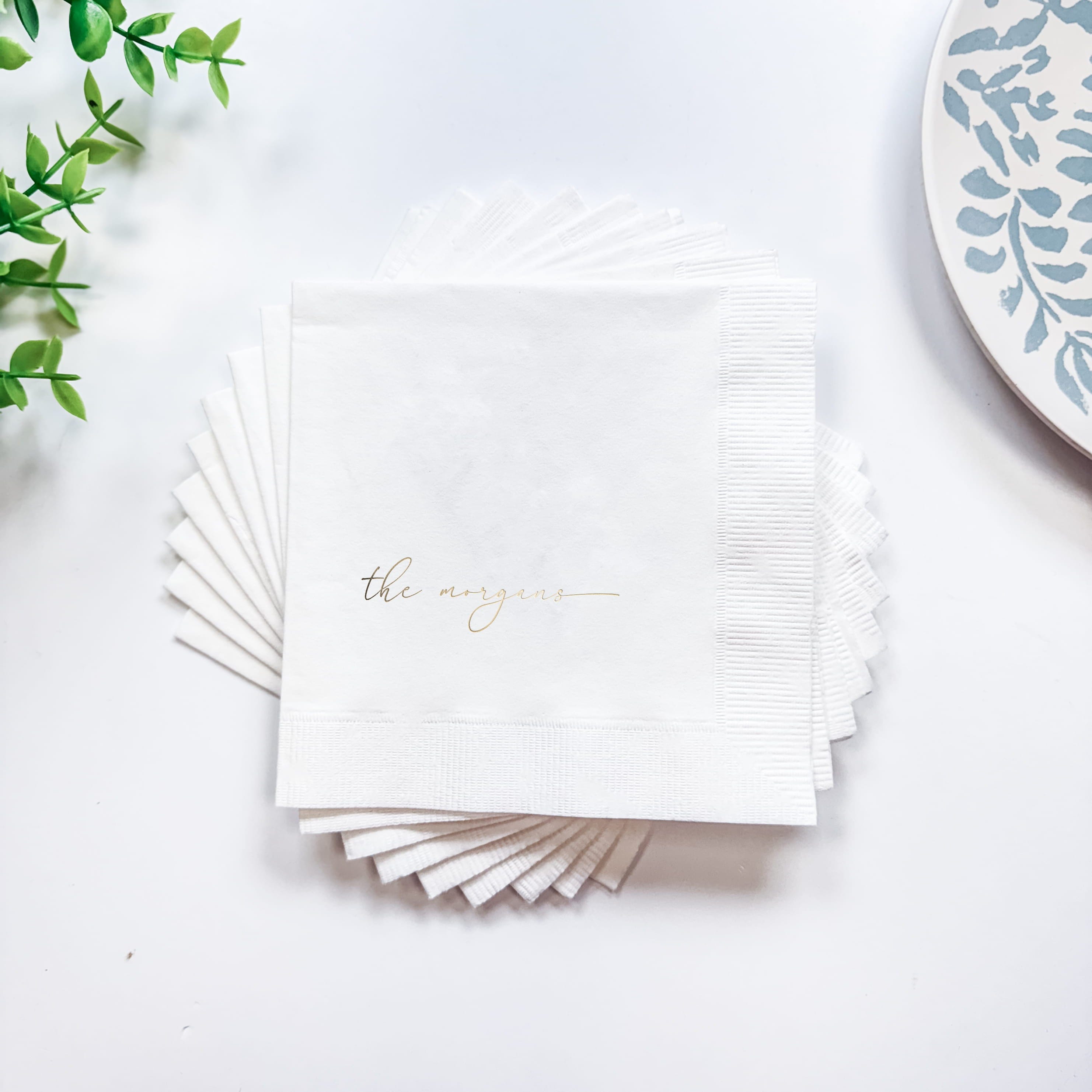 Last Name Wedding Cocktail Napkins