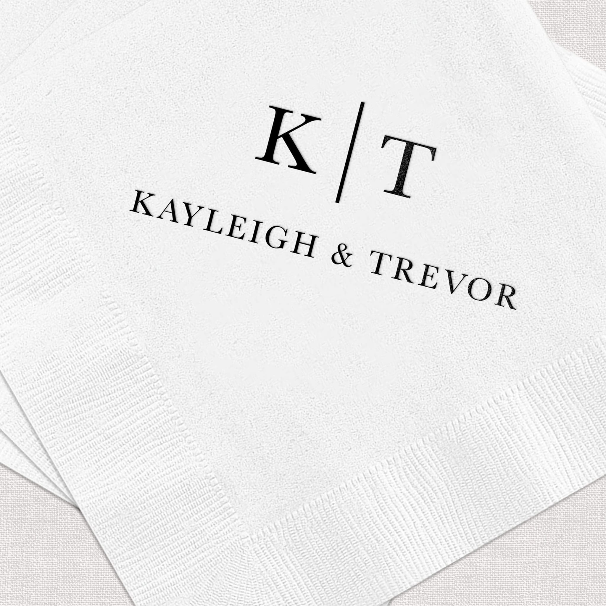 Modern Initials and First Names Wedding Napkins