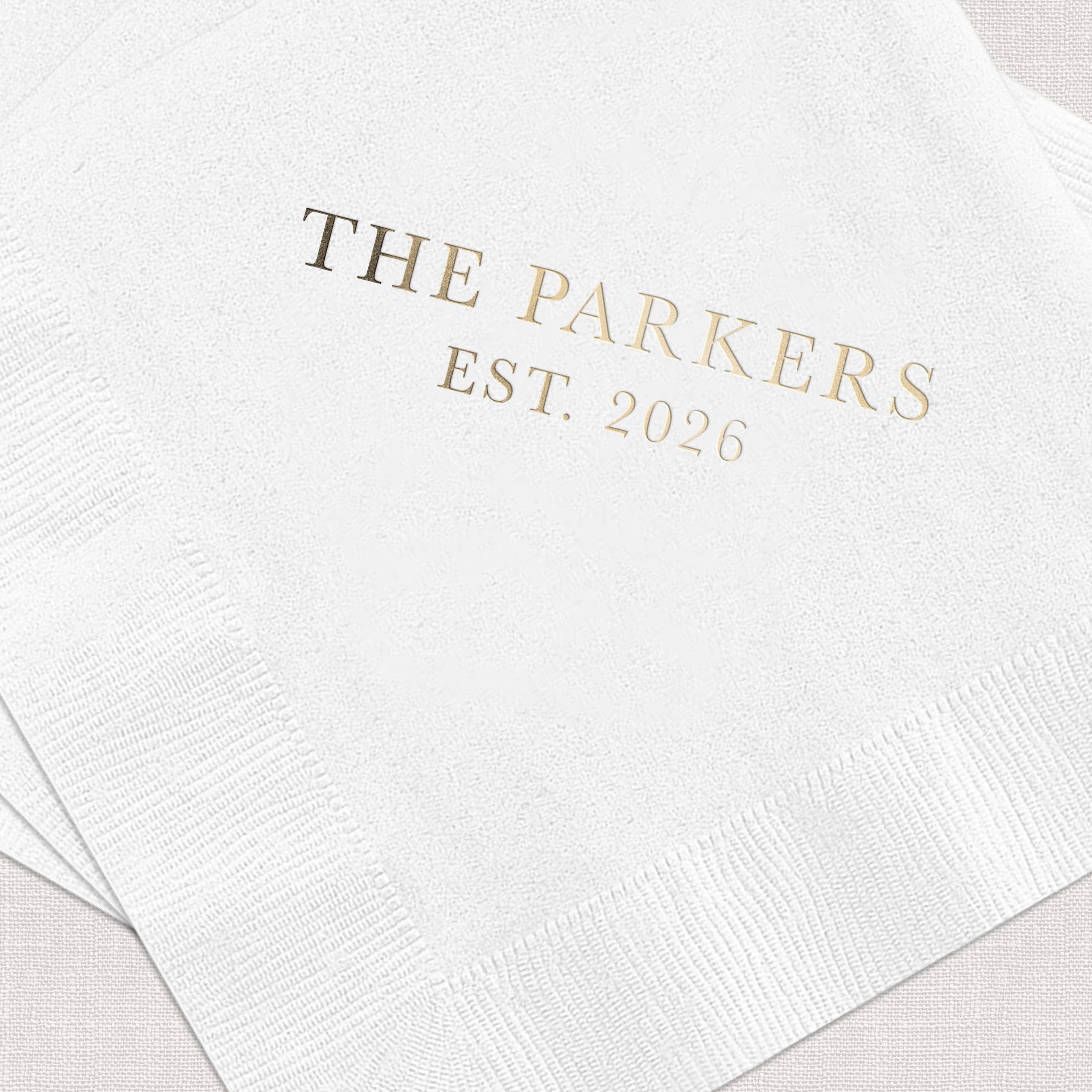 Simple Last Names Wedding Cocktail Napkins