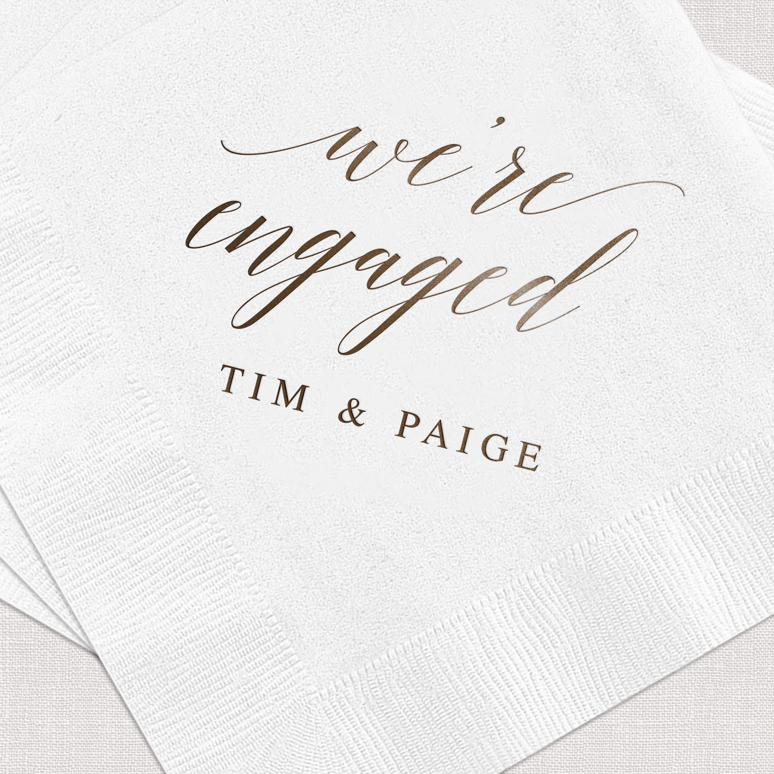 We're Engaged Cocktail Napkins