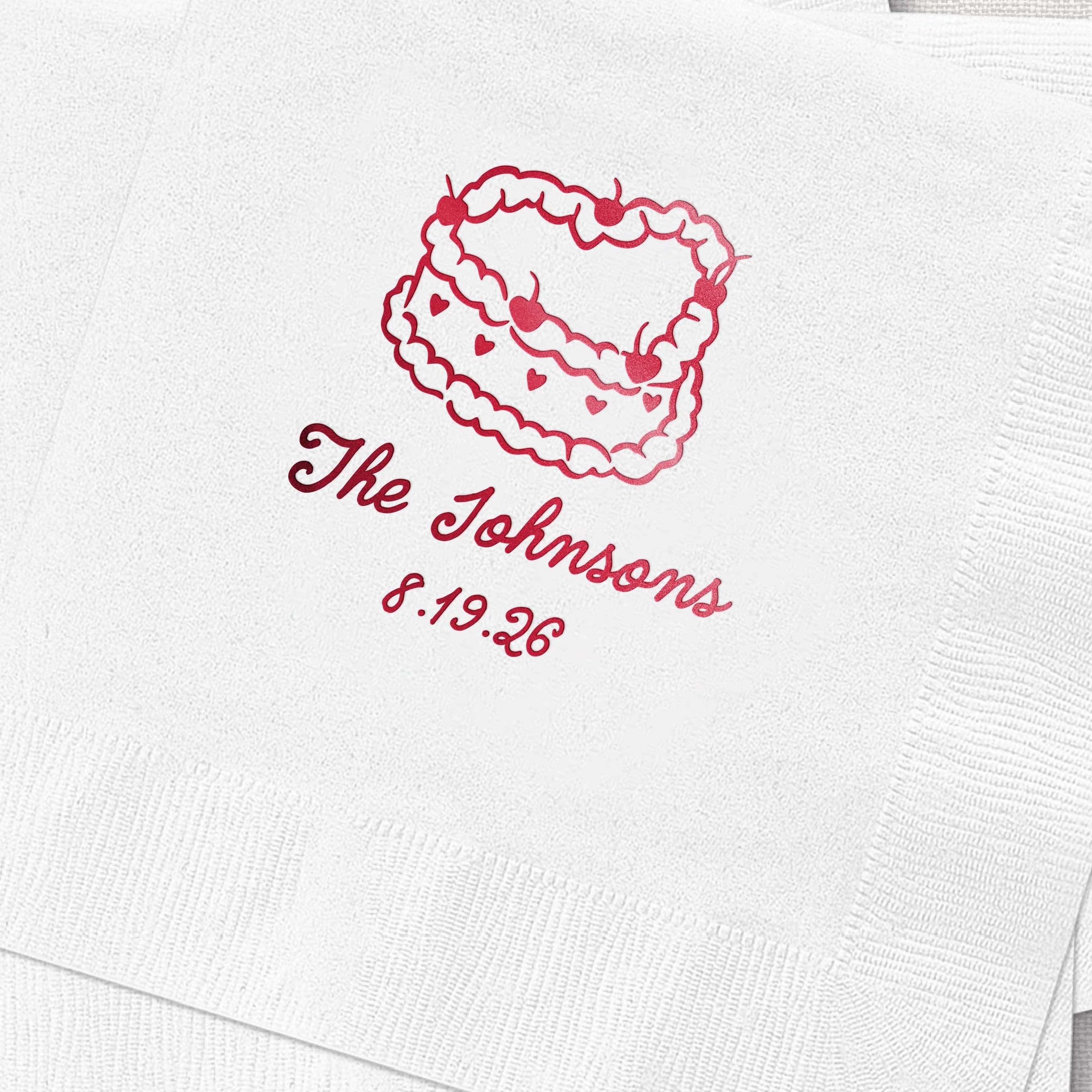 Personalized Whimsical Cake Wedding Cocktail Napkins