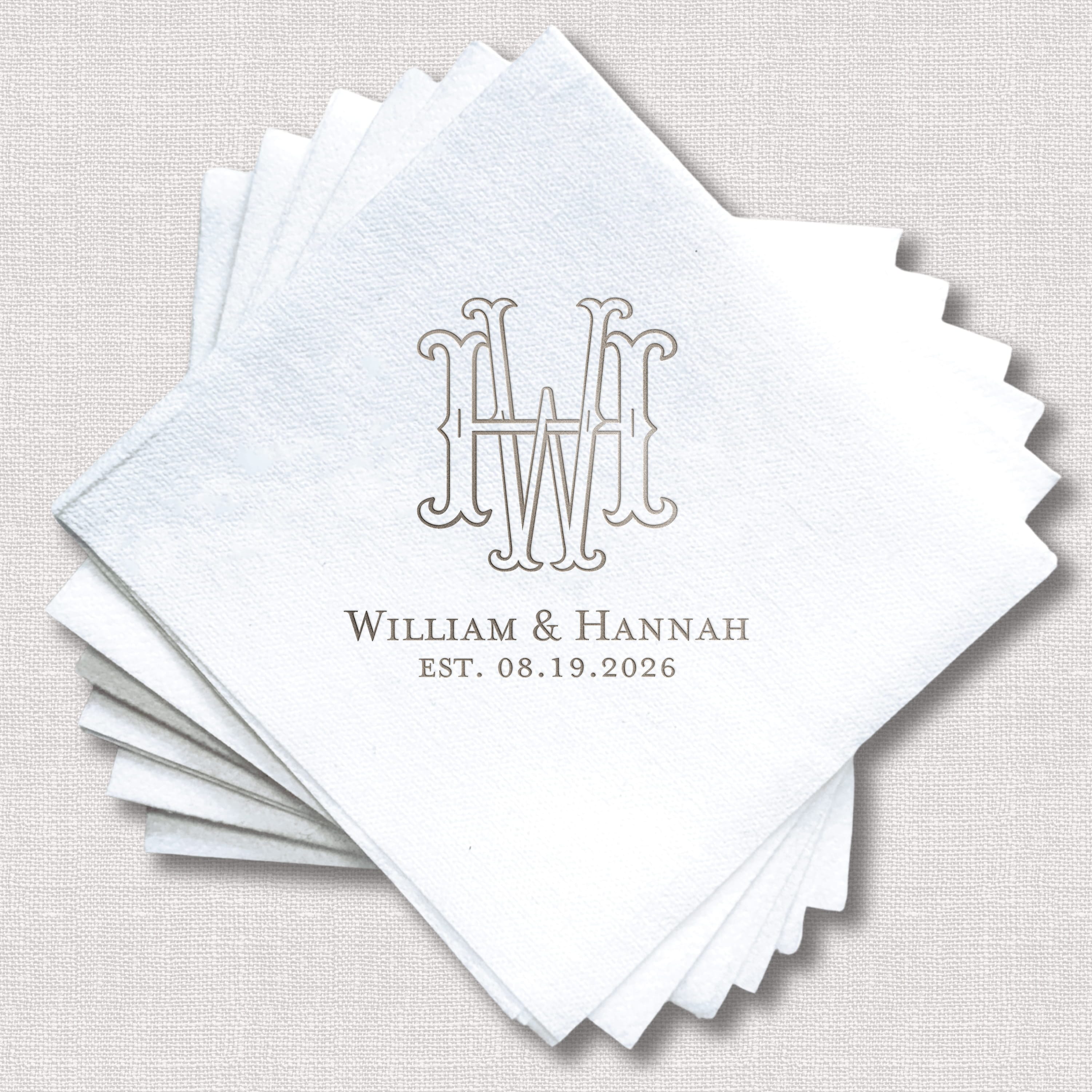 Interlocking Monogram Wedding Premium Linun Uncoined Napkins