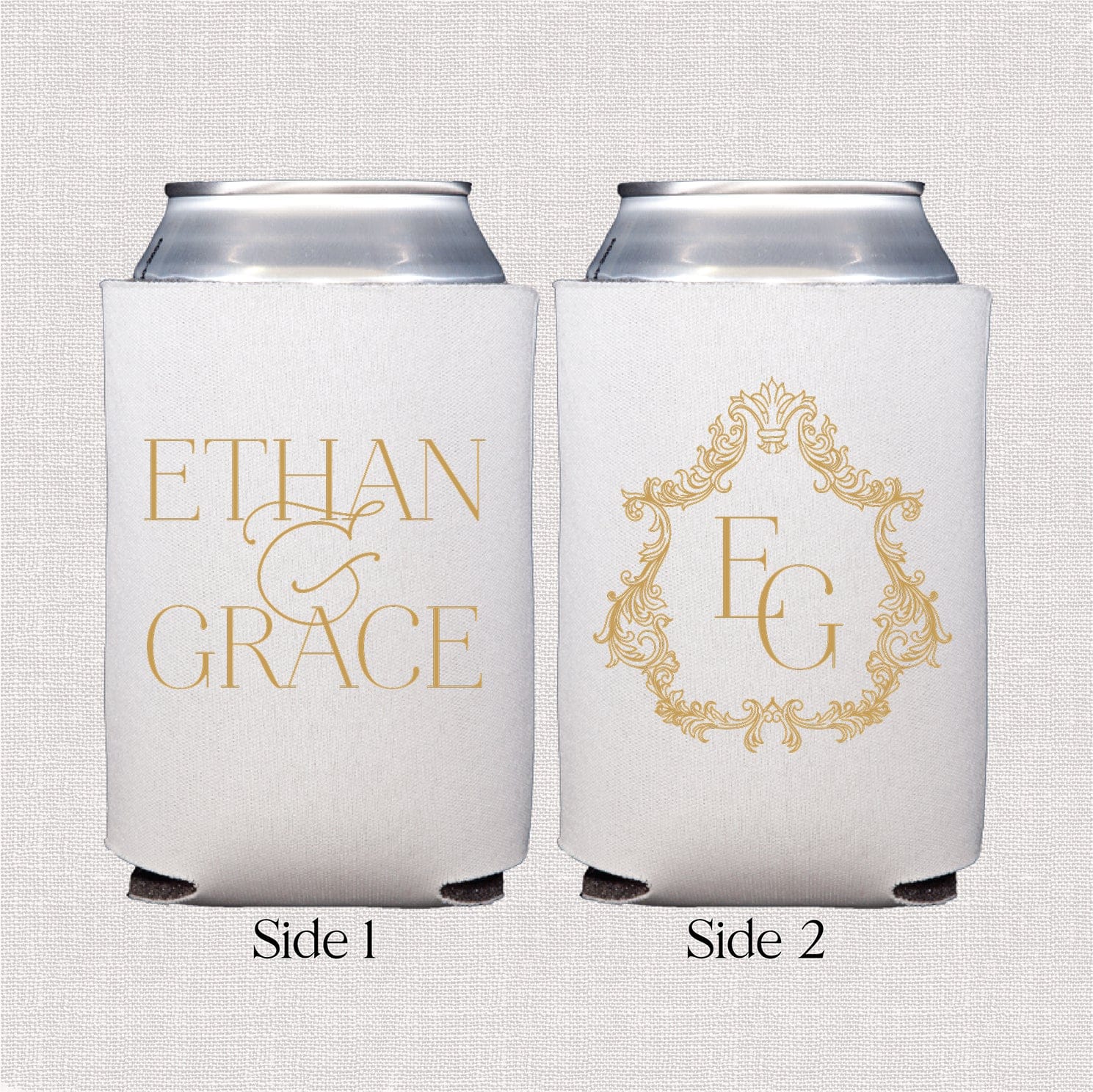 Ornate Crest Wedding Collection | Standard & Slim Can Cooler Bundle