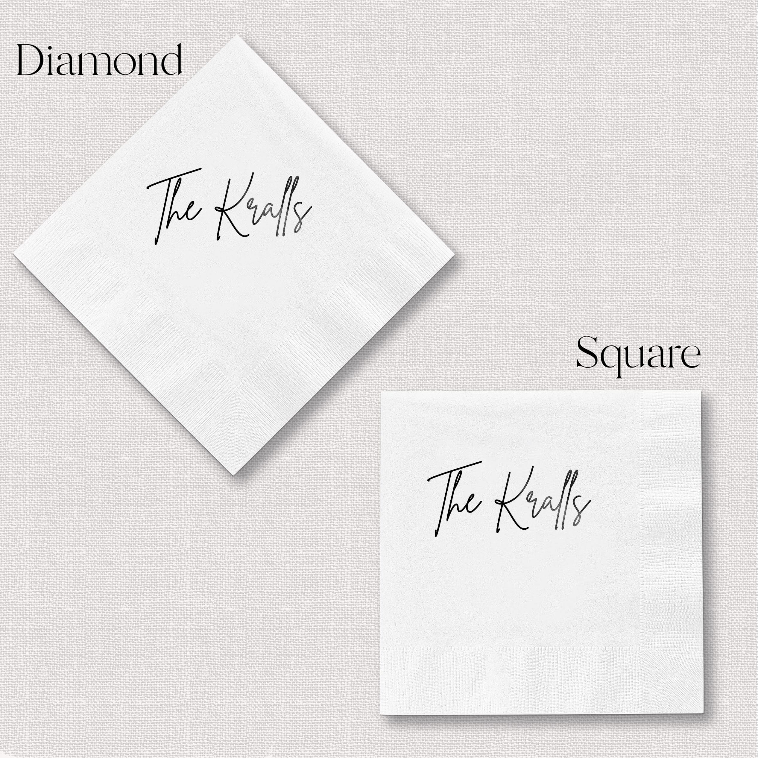 Modern Last Name Wedding Cocktail Napkins