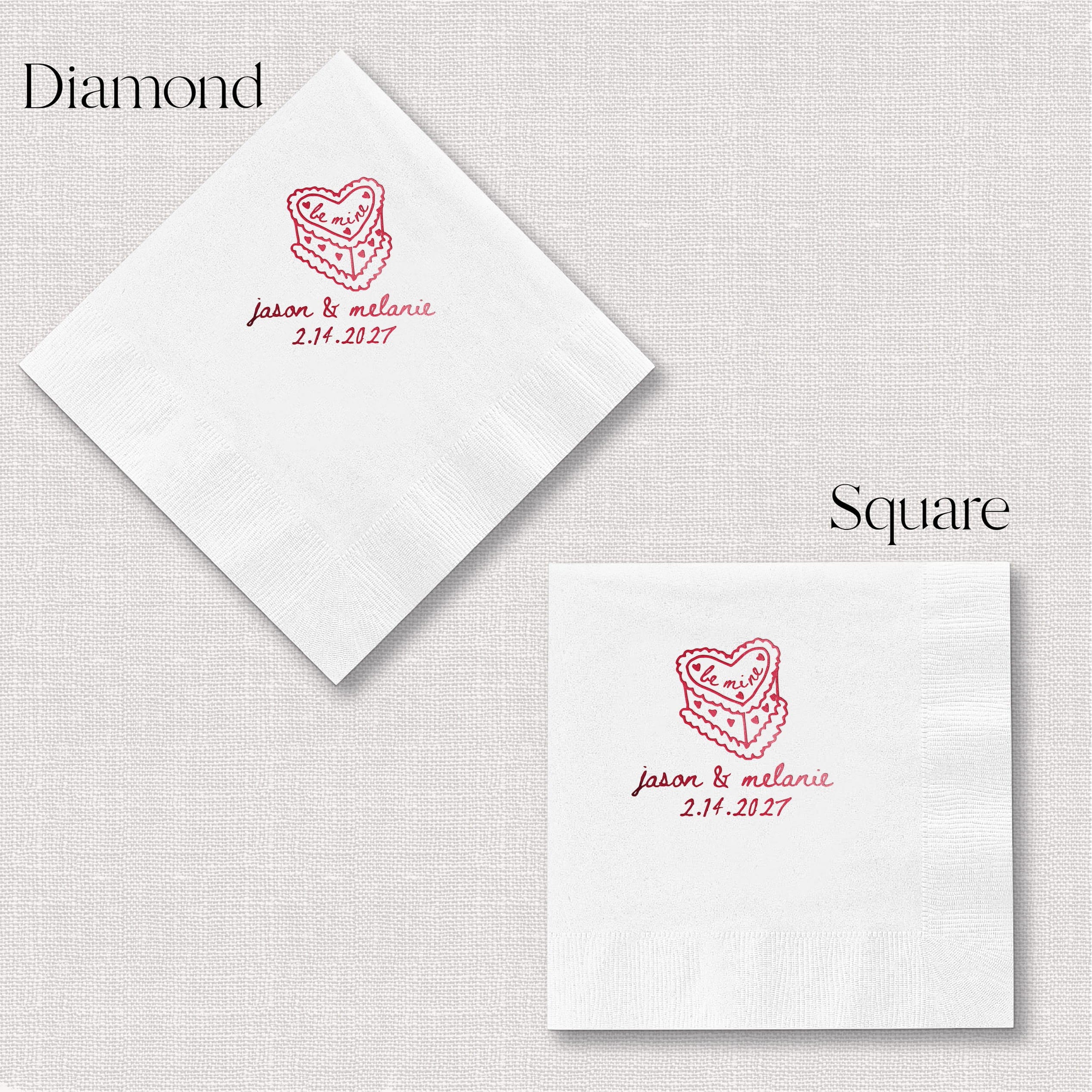 Be Mine Valentine Personalized Wedding Napkins