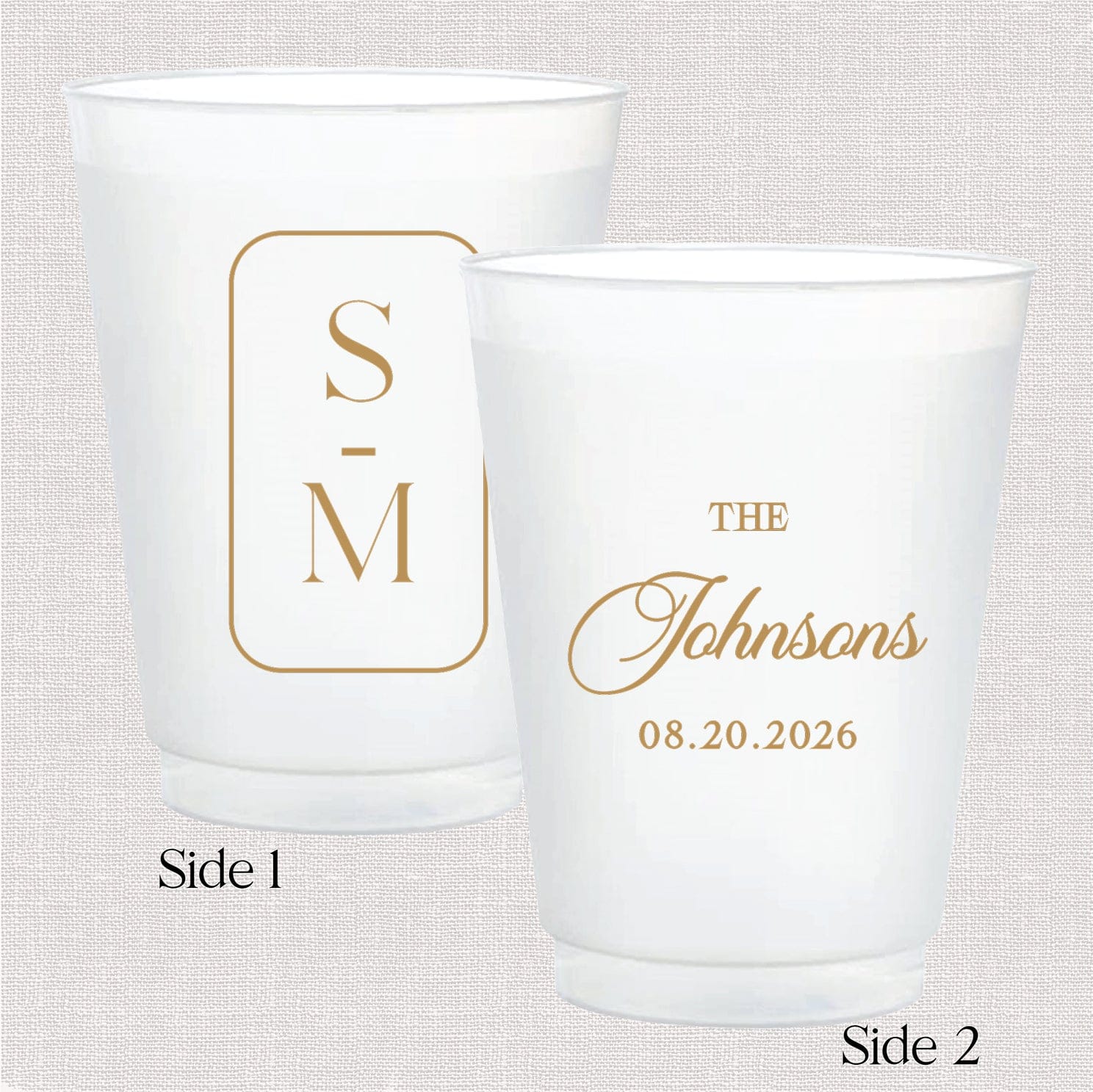 Modern Monogram Wedding Collection | Cocktail Napkin & Shatterproof Cup Bundle