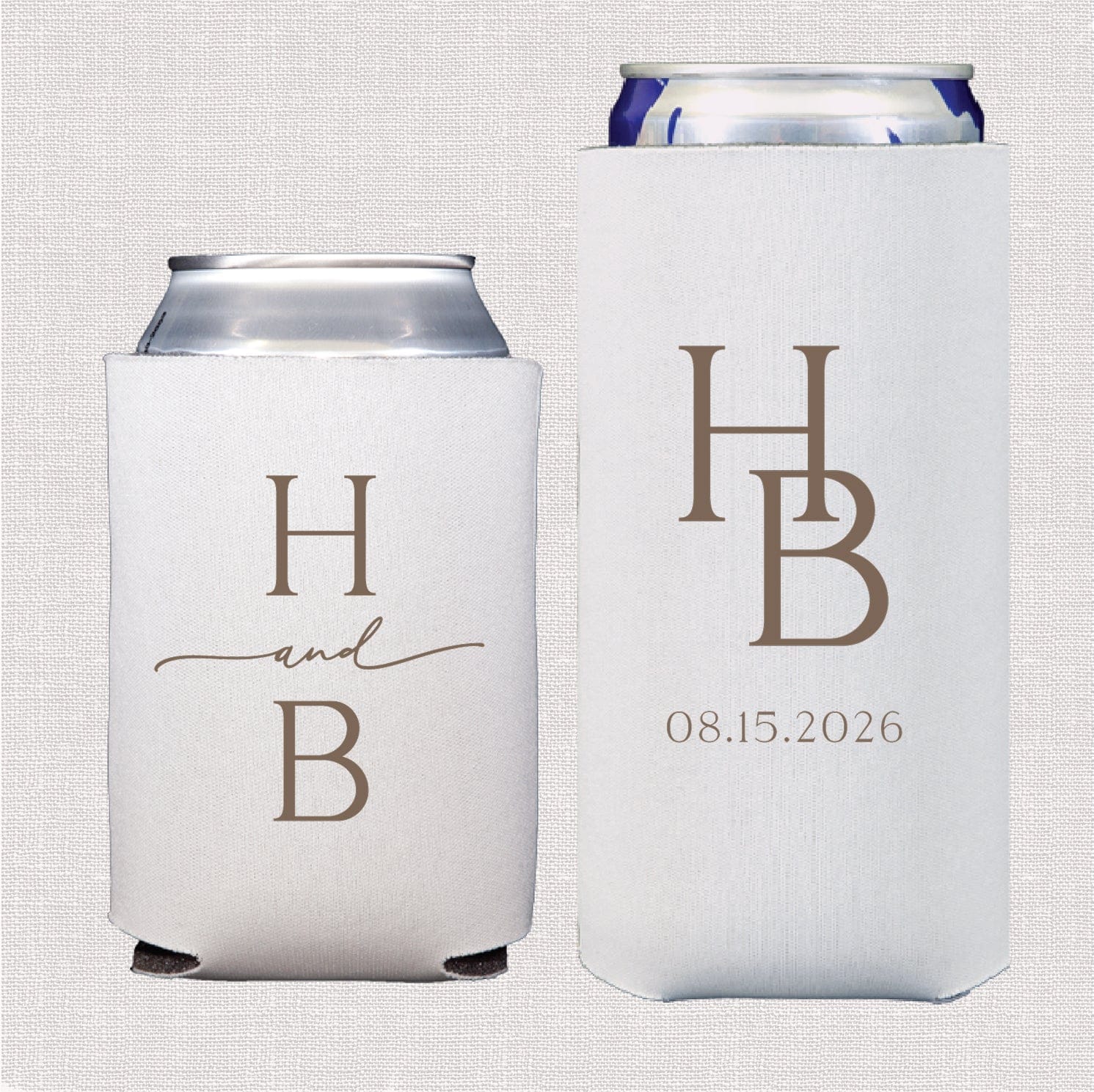 Modern Initial Wedding Collection | Standard & Slim Can Cooler Bundle