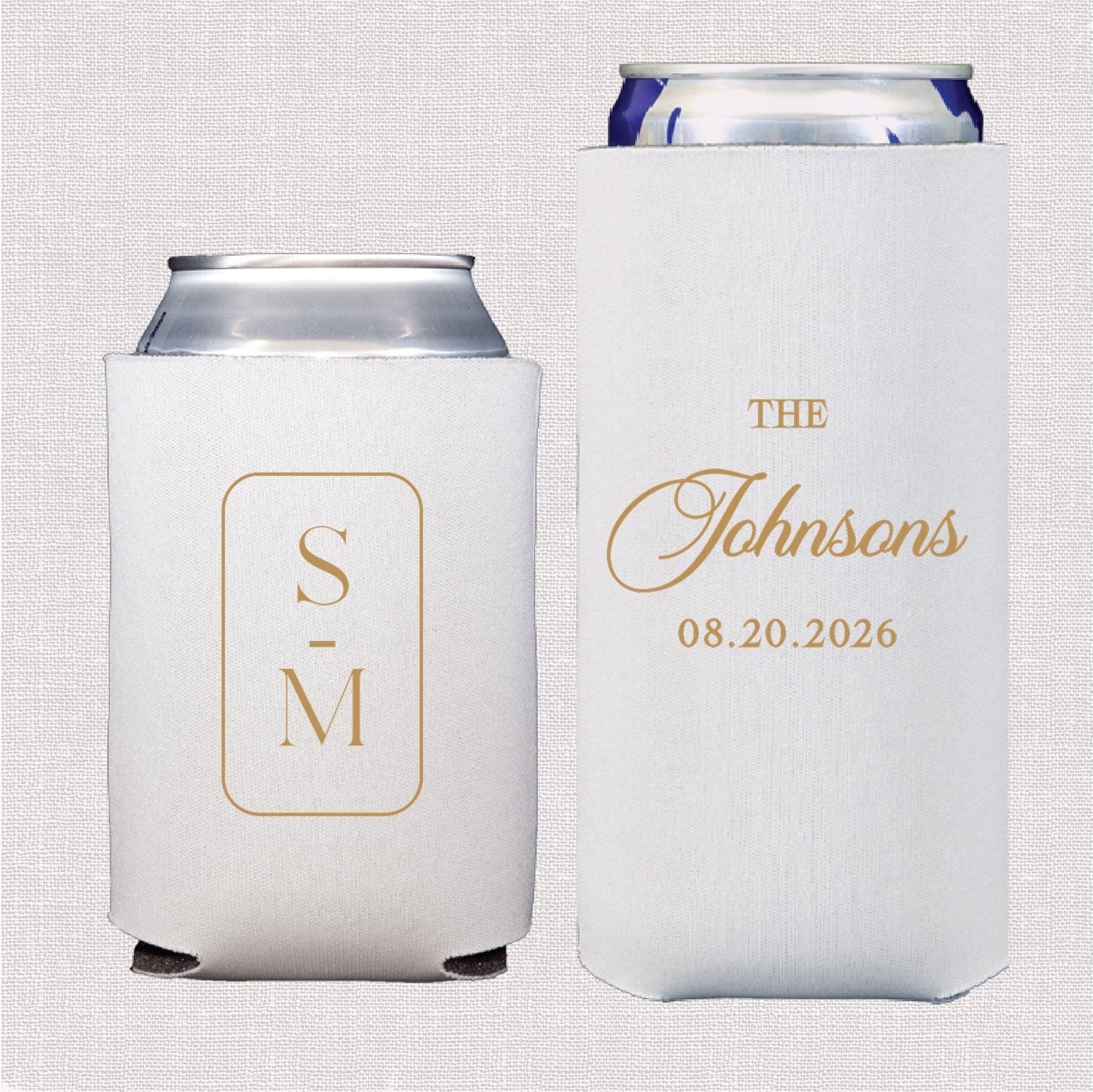 Modern Monogram Wedding Collection | Standard & Slim Can Cooler Bundle