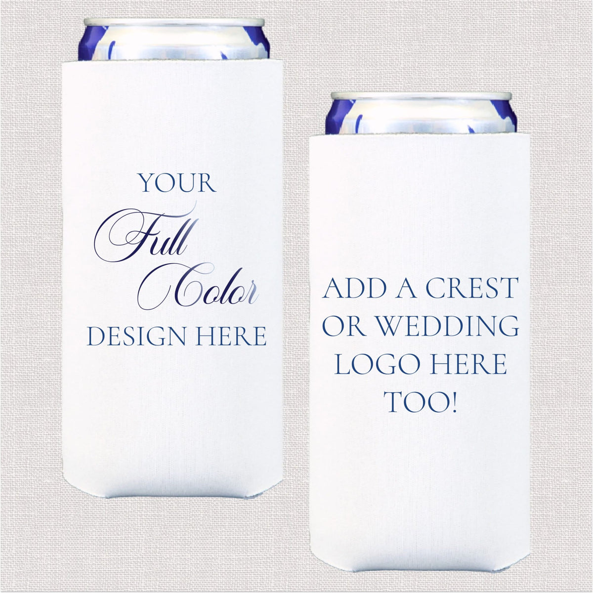 Design Your Own Full Color Wedding Slim Can Holders