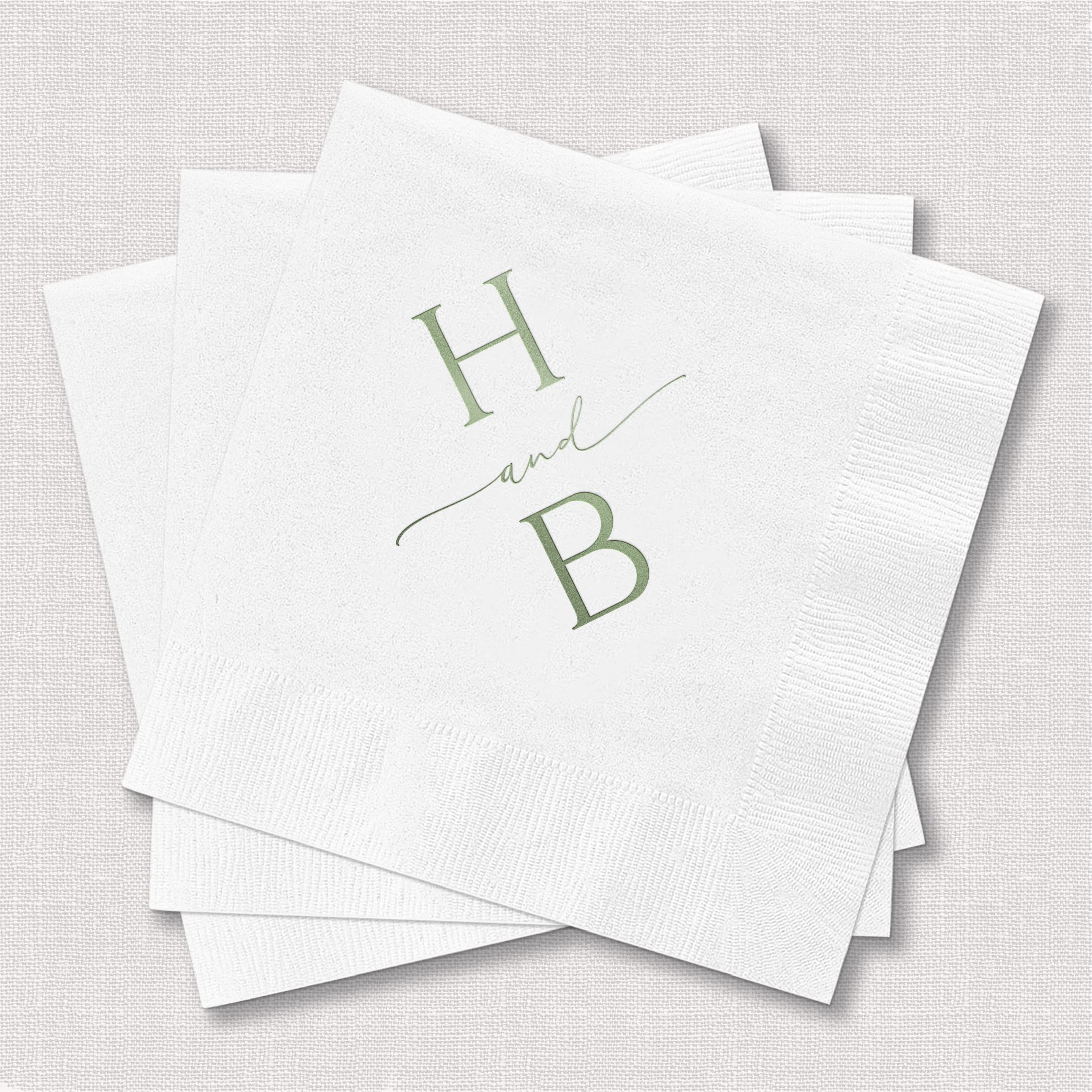 Minimal Script Monogram Wedding Napkins