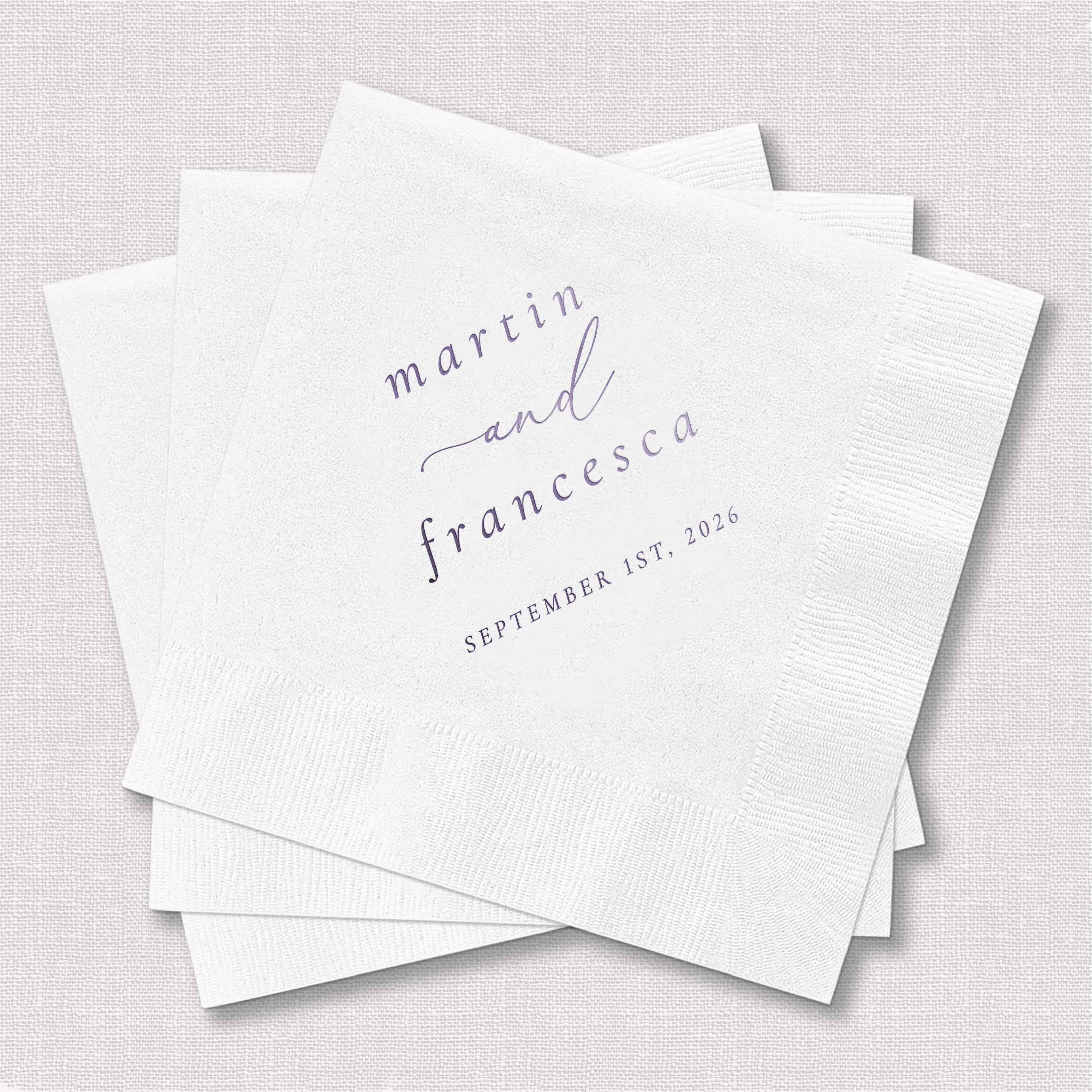 Personalized Romantic Script Wedding Napkins