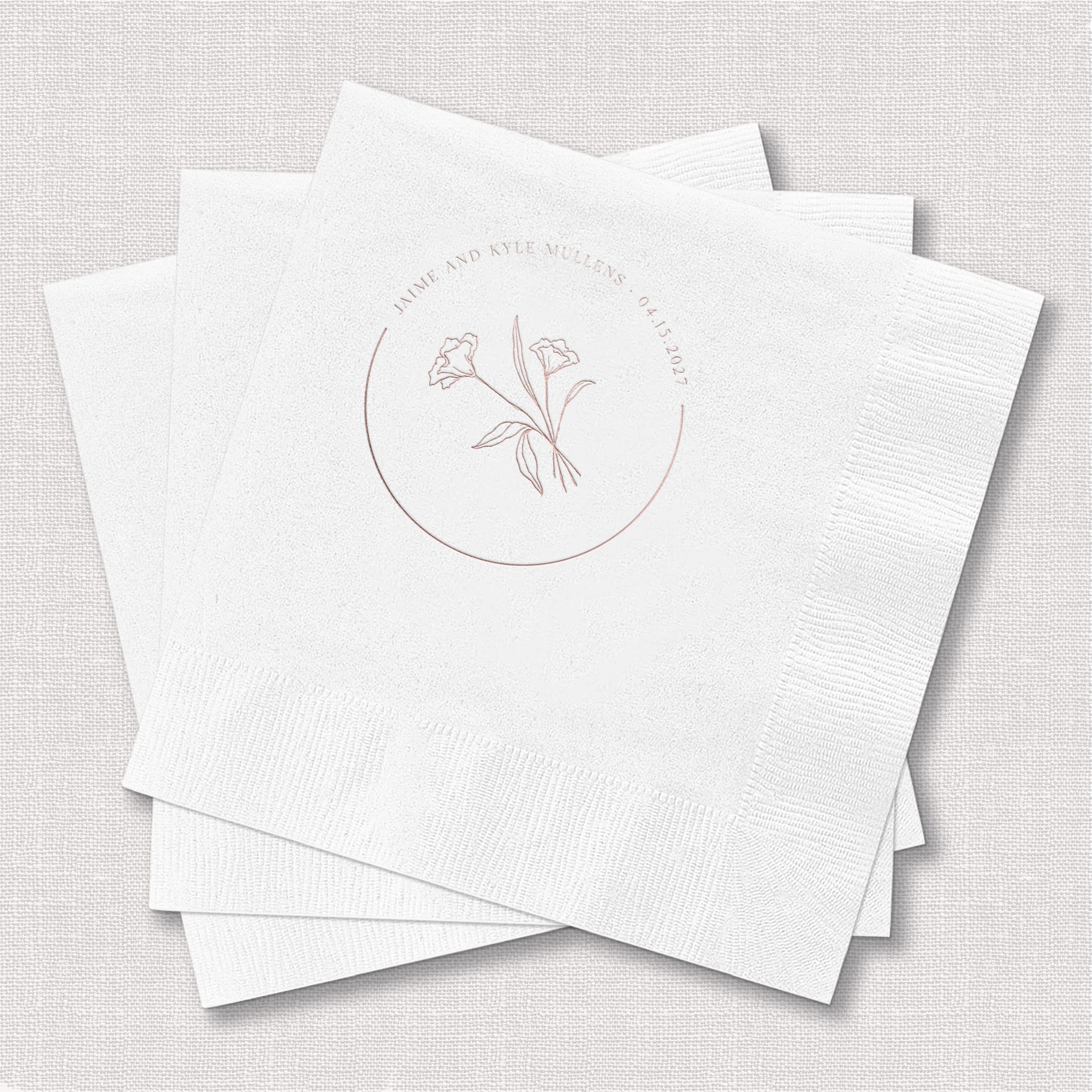 Cocktail Napkins for Wedding with Floral Design
