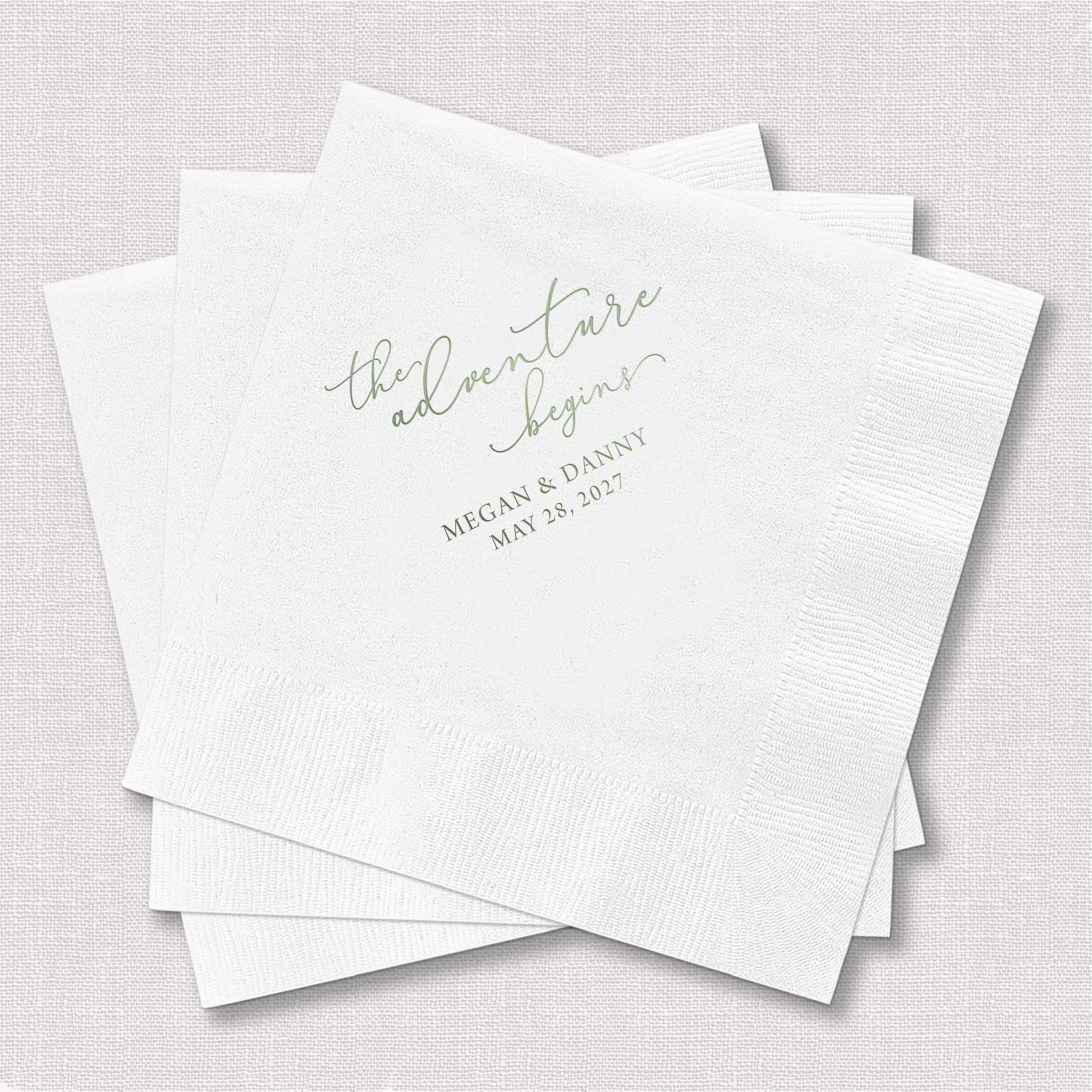 The Adventure Begins Wedding Napkins
