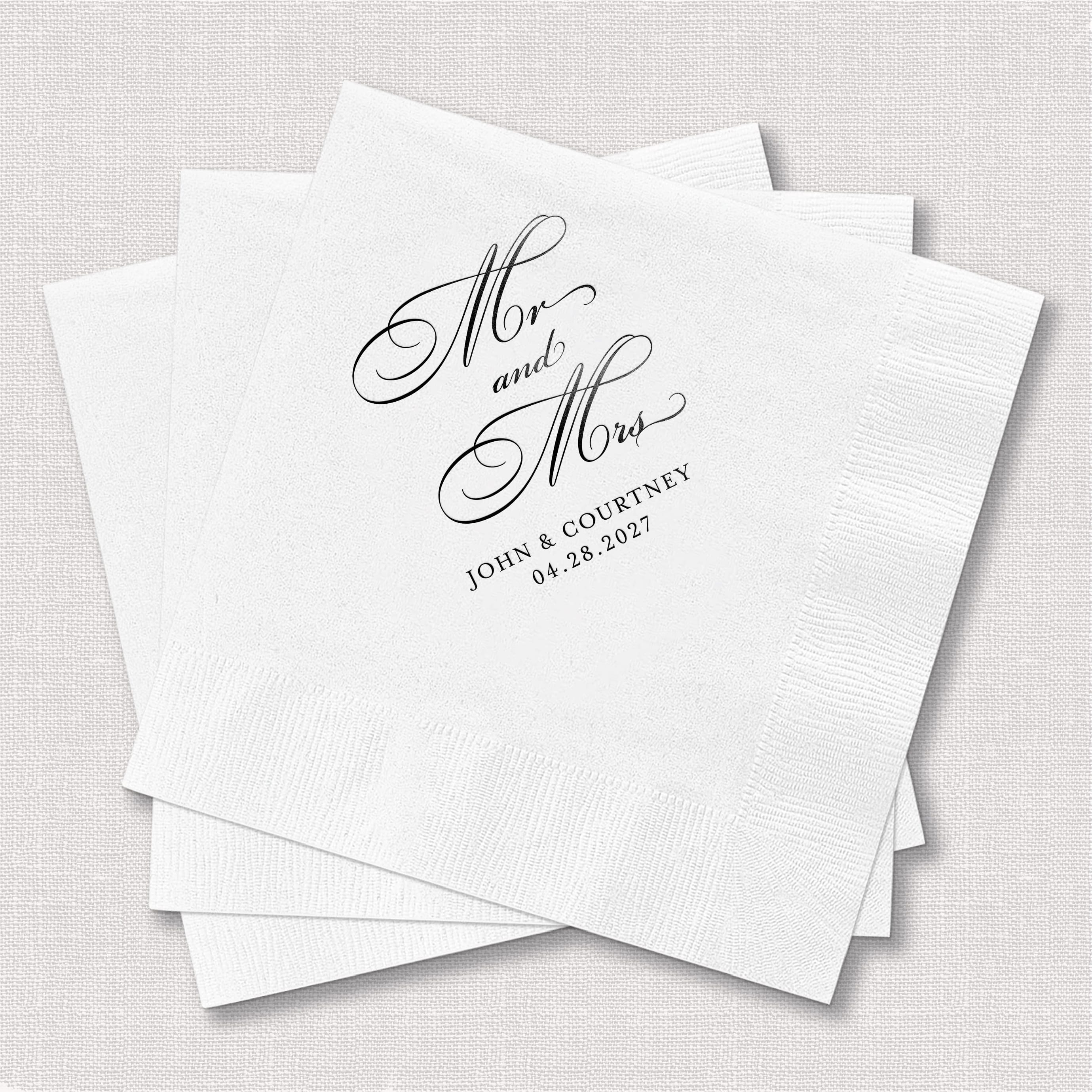 Mr and Mrs Personalized Wedding Napkins