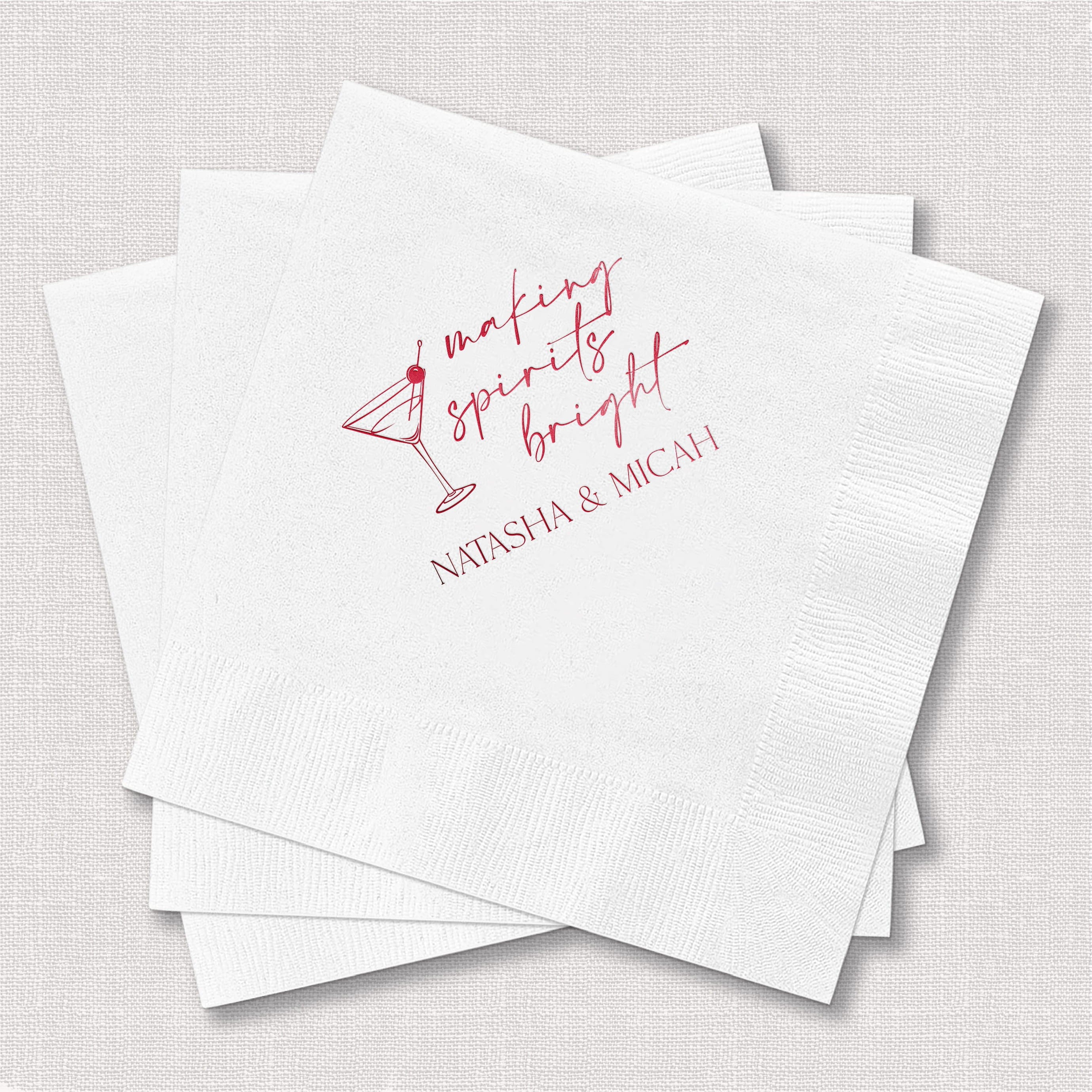 Making Spirits Bright Personalized Wedding Napkins