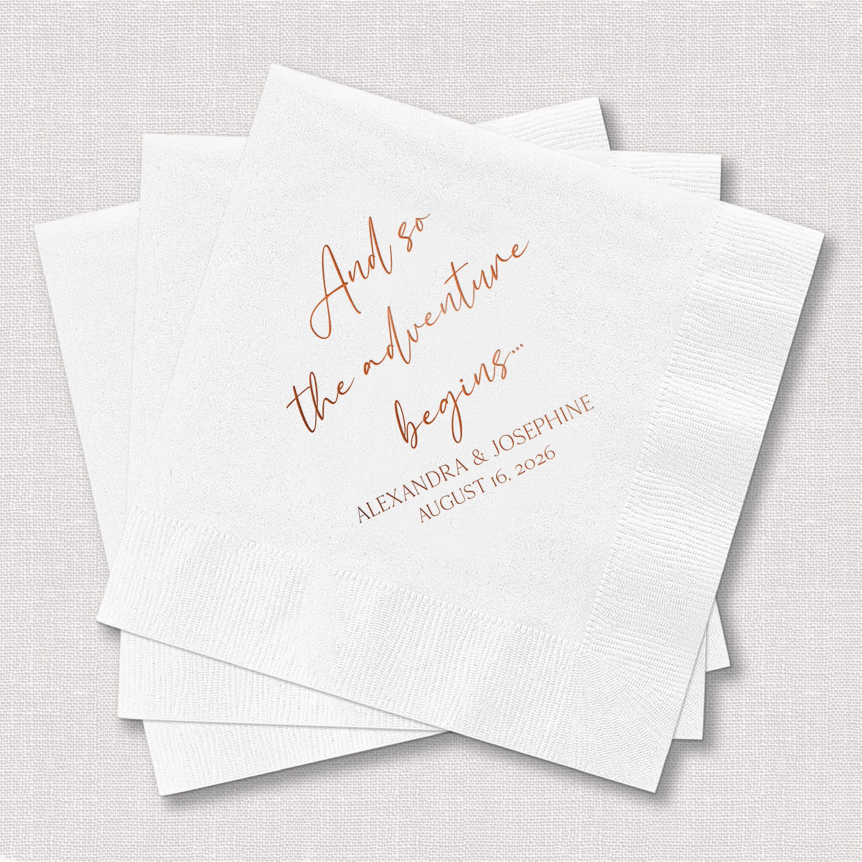 And So The Adventure Begins Wedding Napkins