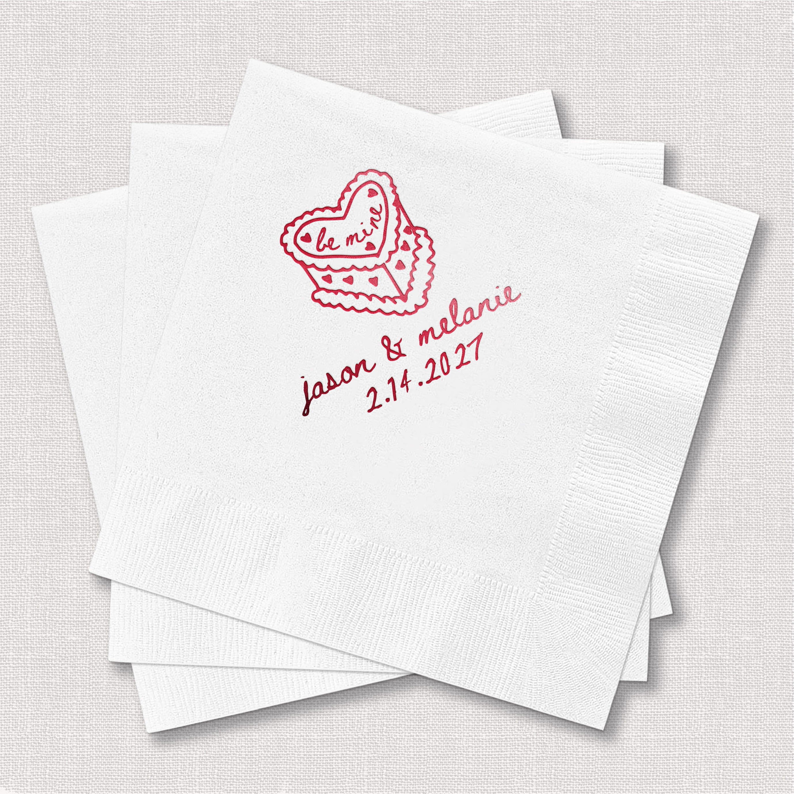 Be Mine Valentine Personalized Wedding Napkins