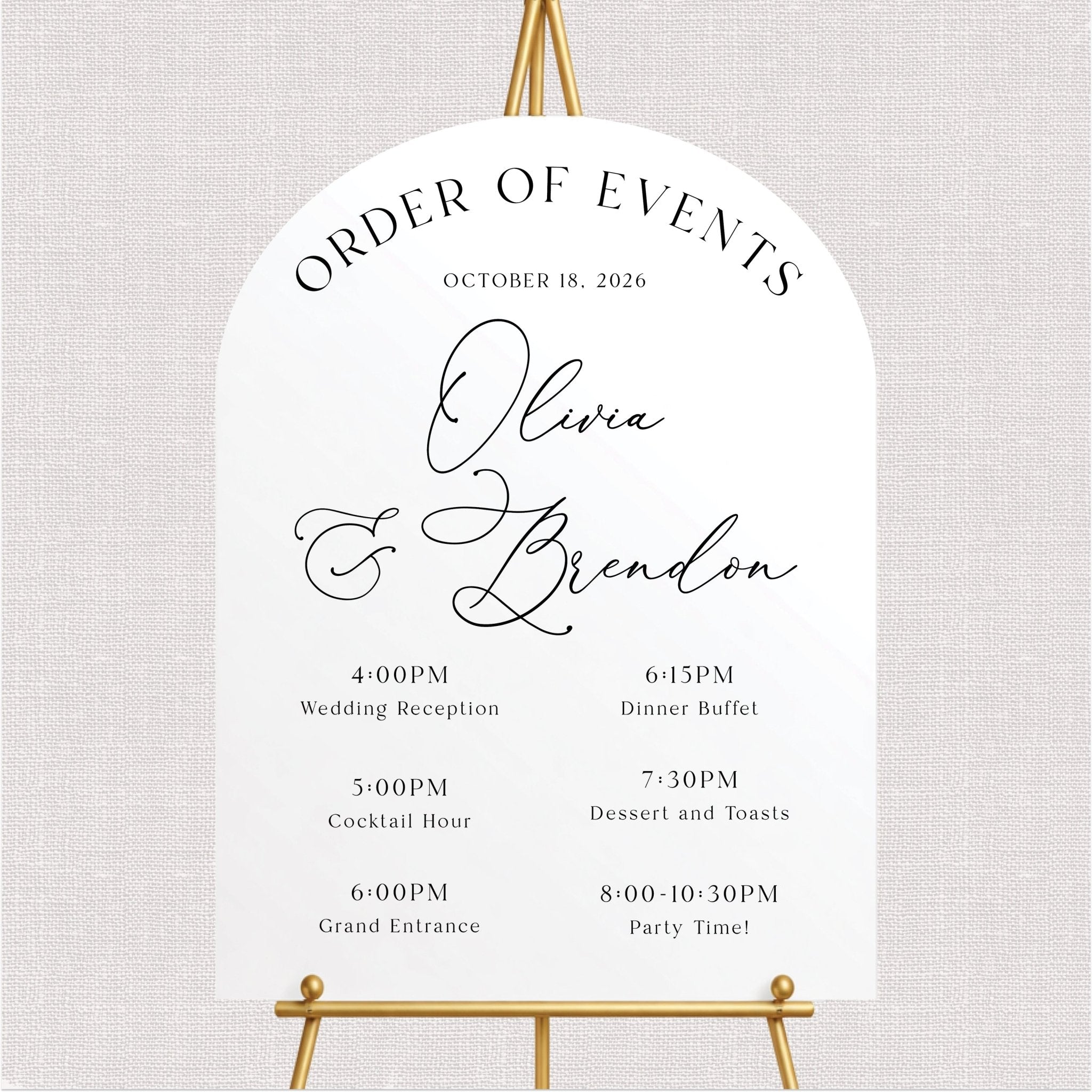 Modern Order of Events Sign