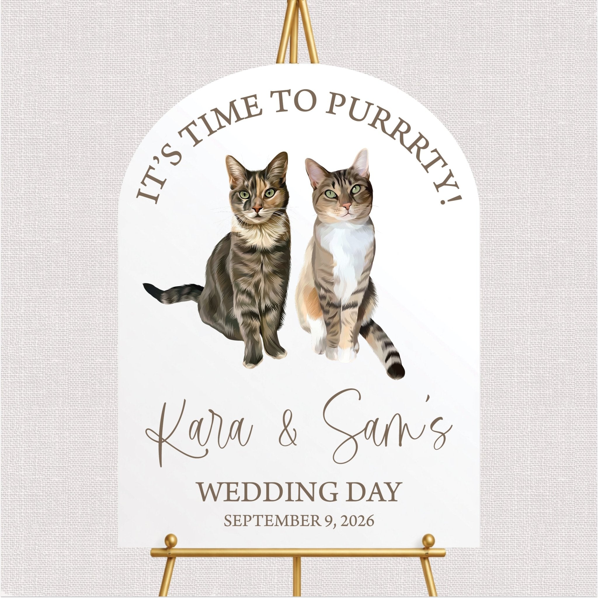 Custom Illustrated Cat Wedding Sign - Portrait