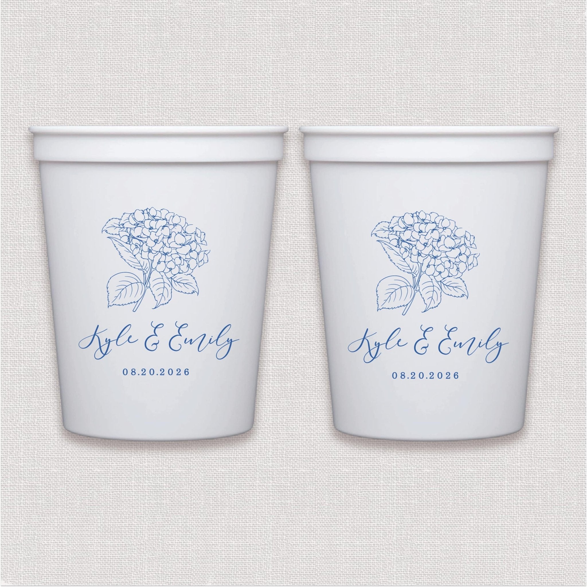 Summer Hydrangea Wedding Reception Stadium Cups