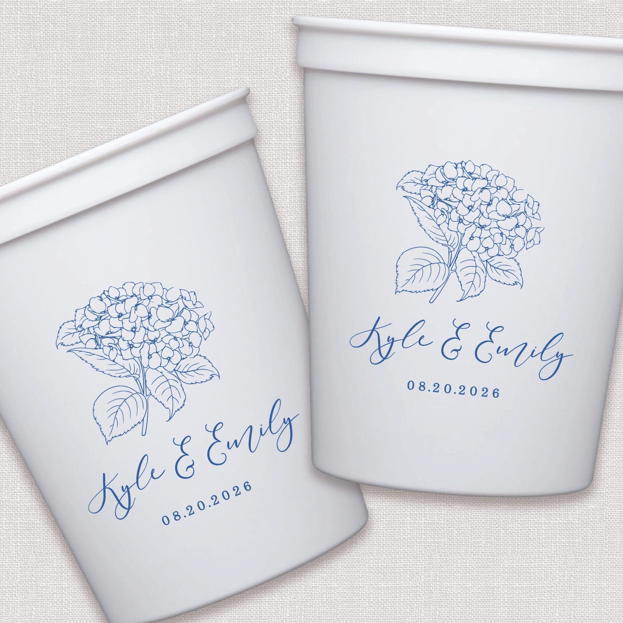 Summer Hydrangea Wedding Reception Stadium Cups