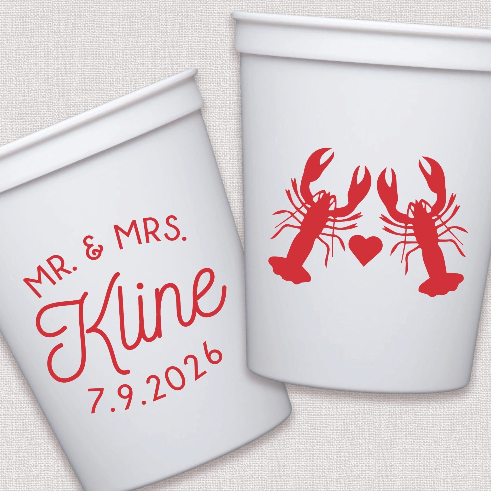 Personalized Lobster Wedding Stadium Cups