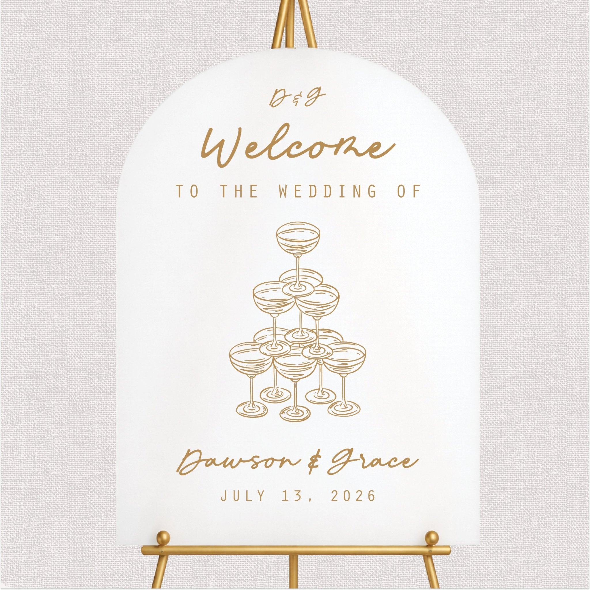 Modern Champagne Tower Wedding Sign | Fun Wedding Welcome Sign