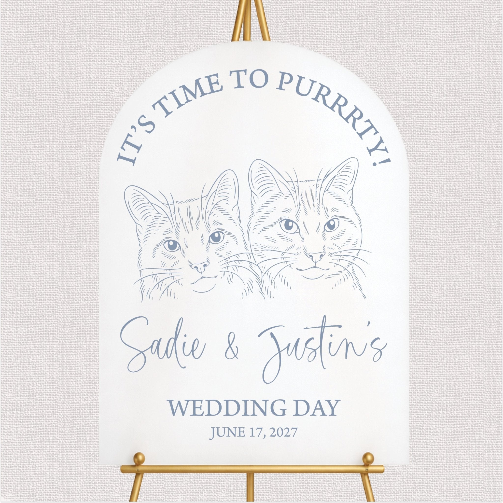 Custom Illustrated Cat Wedding Sign - Portrait