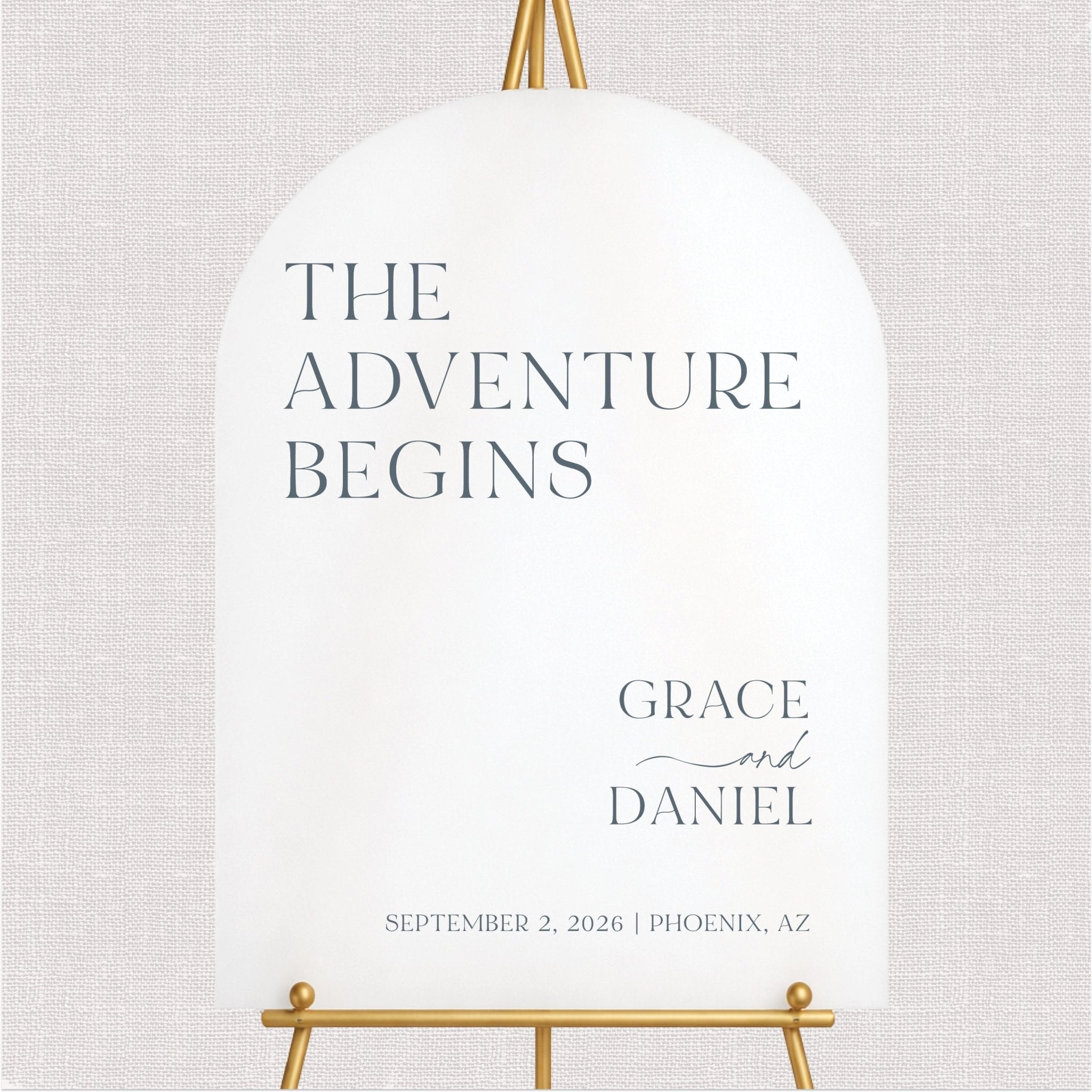 The Adventure Begins Wedding Welcome Sign