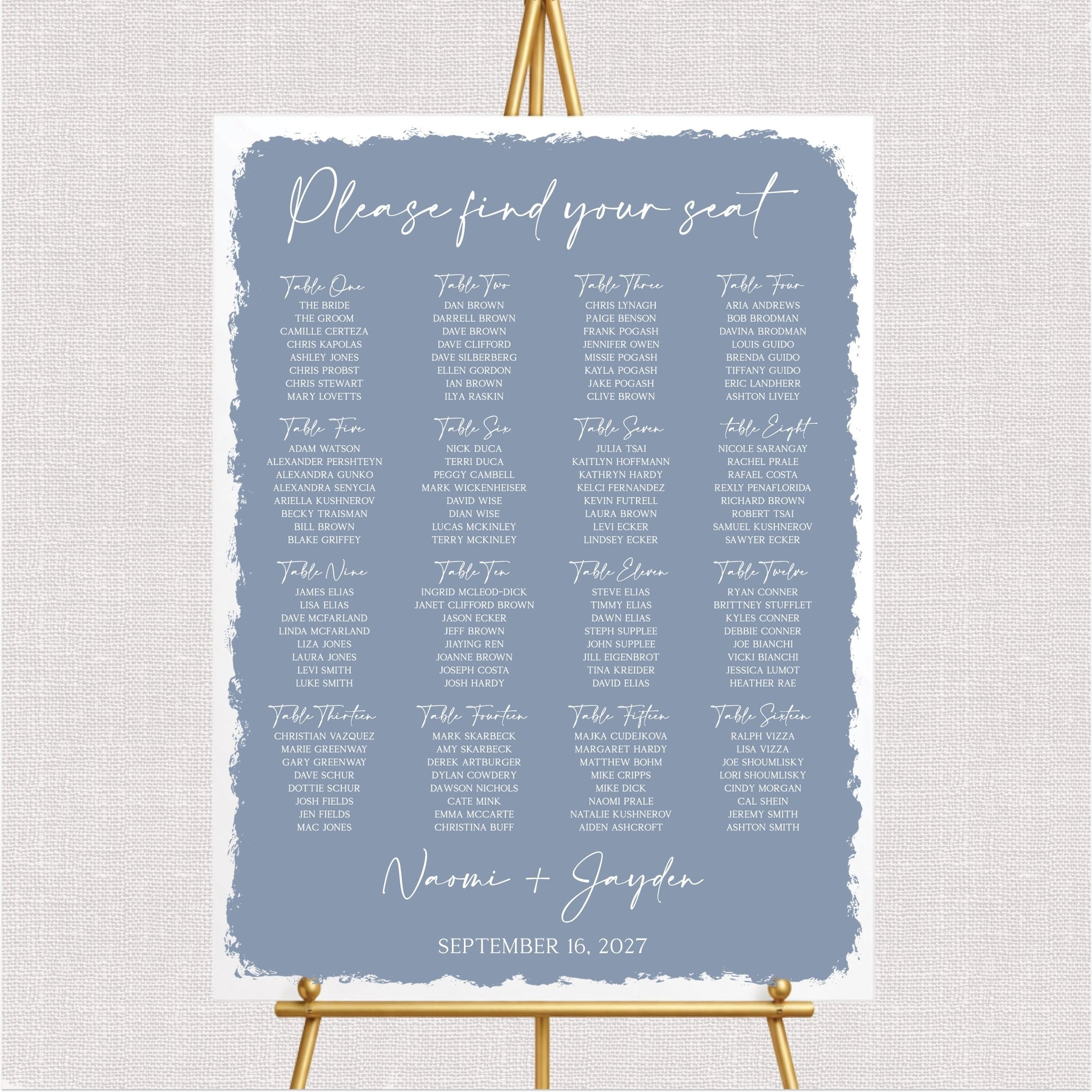 Colored Back Wedding Seating Chart Sign