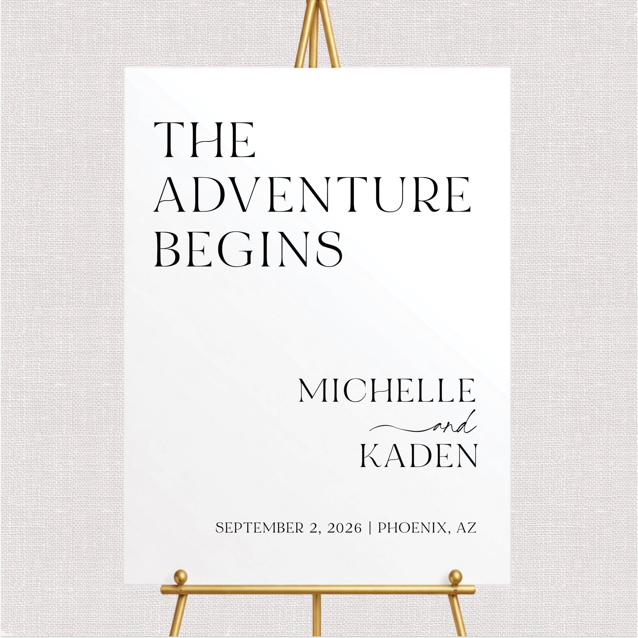 The Adventure Begins Wedding Welcome Sign
