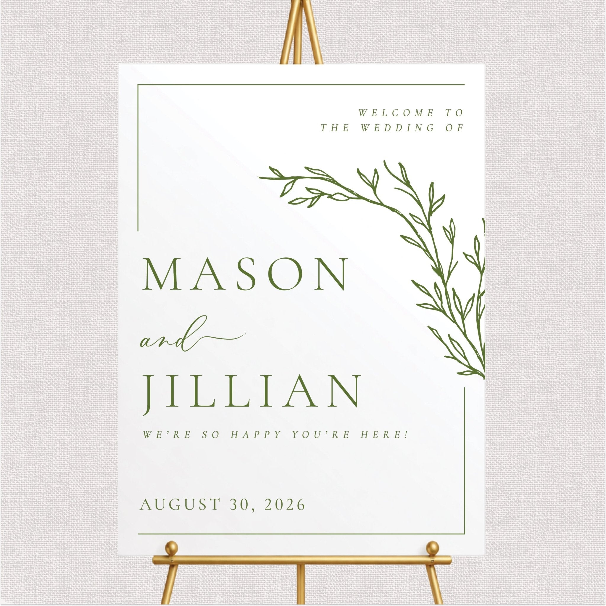 Greenery Wedding Welcome Sign | Elegant Botanical Sign