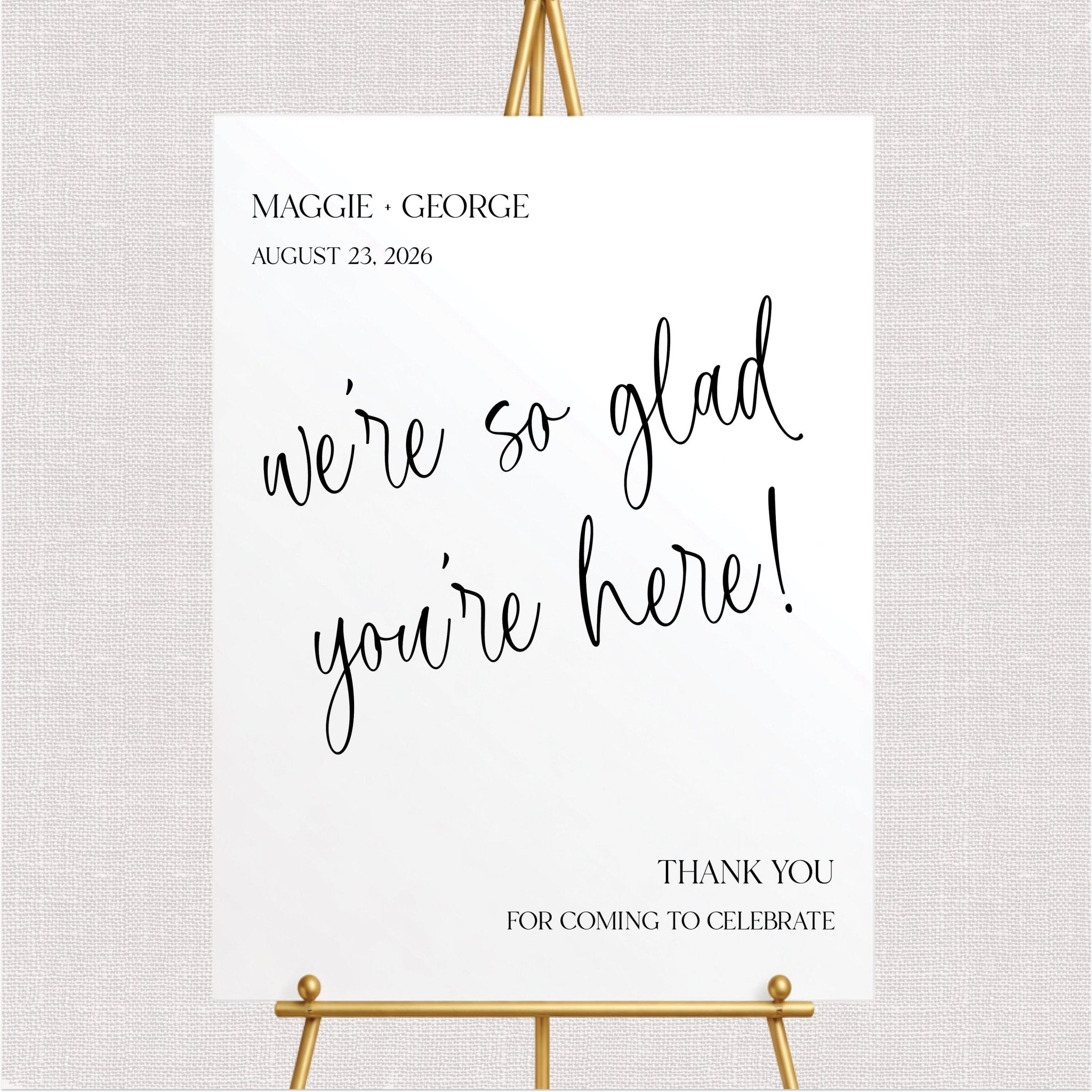 We're So Glad You're Here Wedding Ceremony Sign