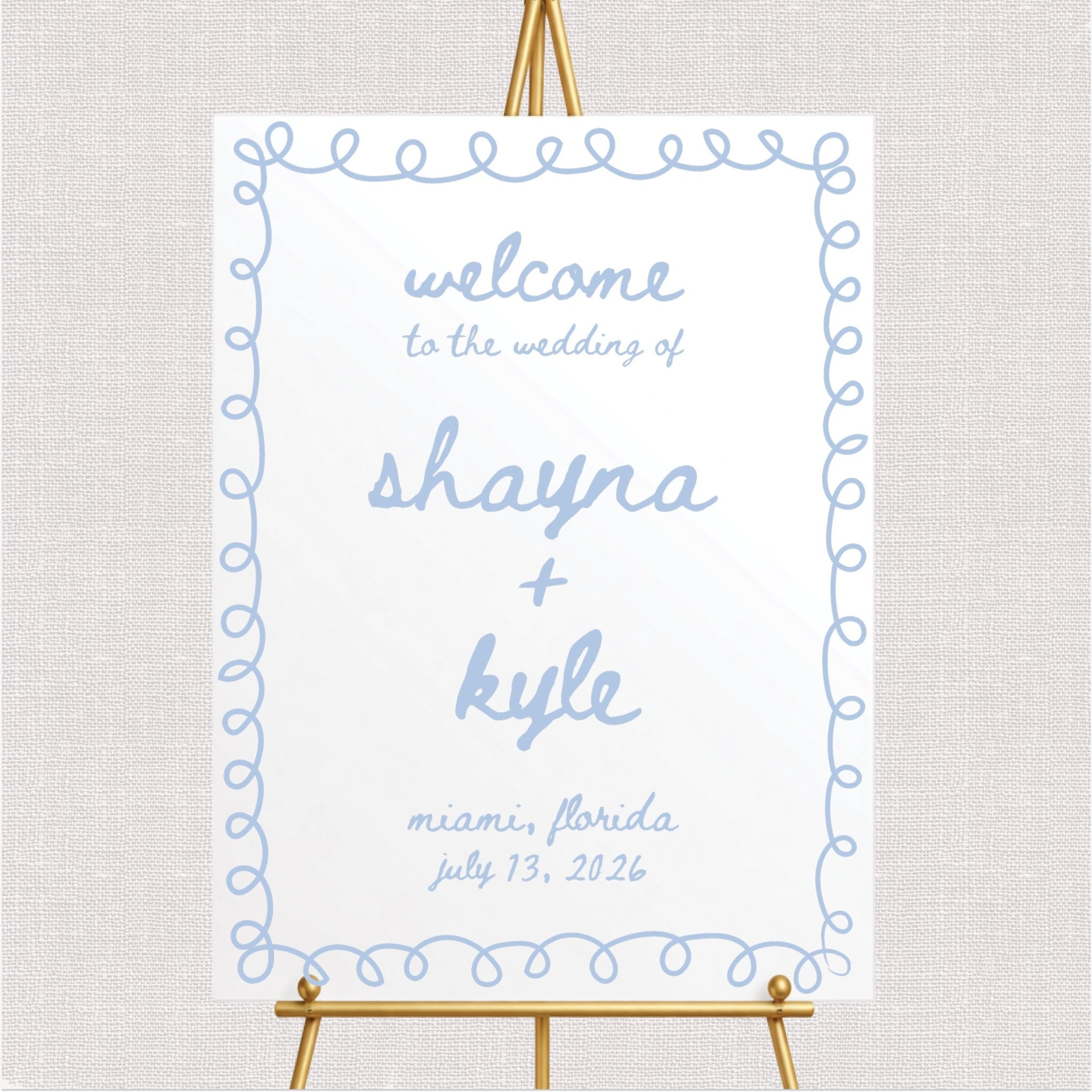 First Names Wedding Welcome Sign