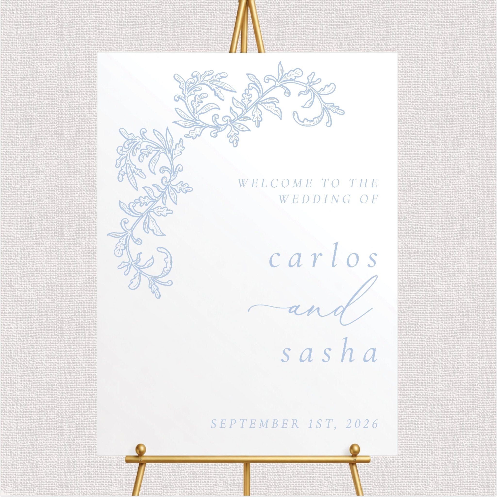 Classic Floral Wedding Sign | Romantic Script Welcome Sign
