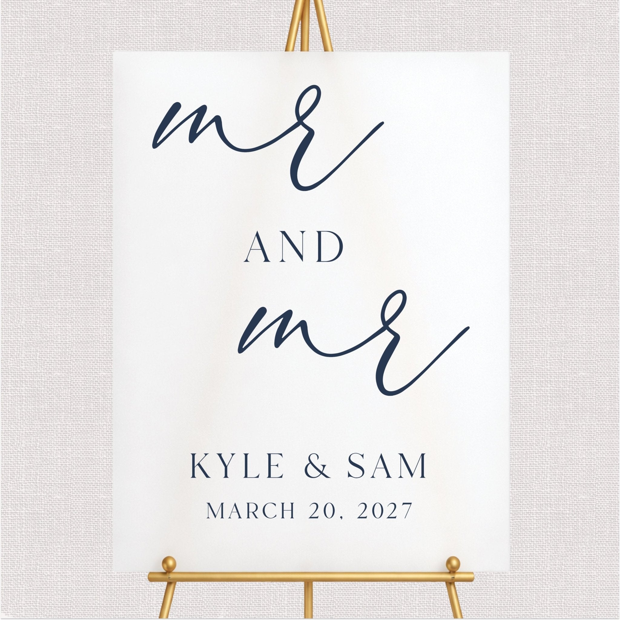 Mr & Mr LGBTQ Wedding Welcome Sign