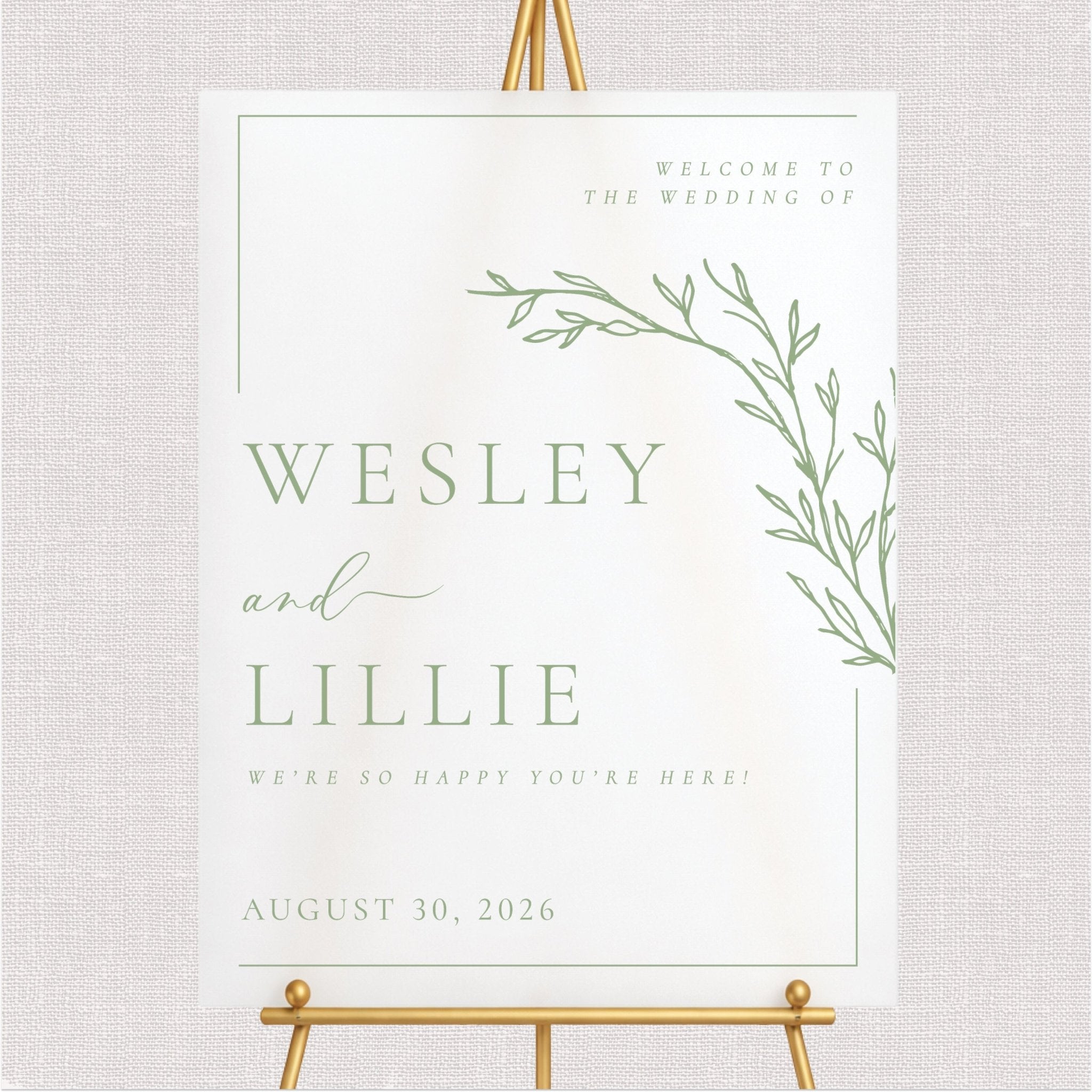 Greenery Wedding Welcome Sign | Elegant Botanical Sign