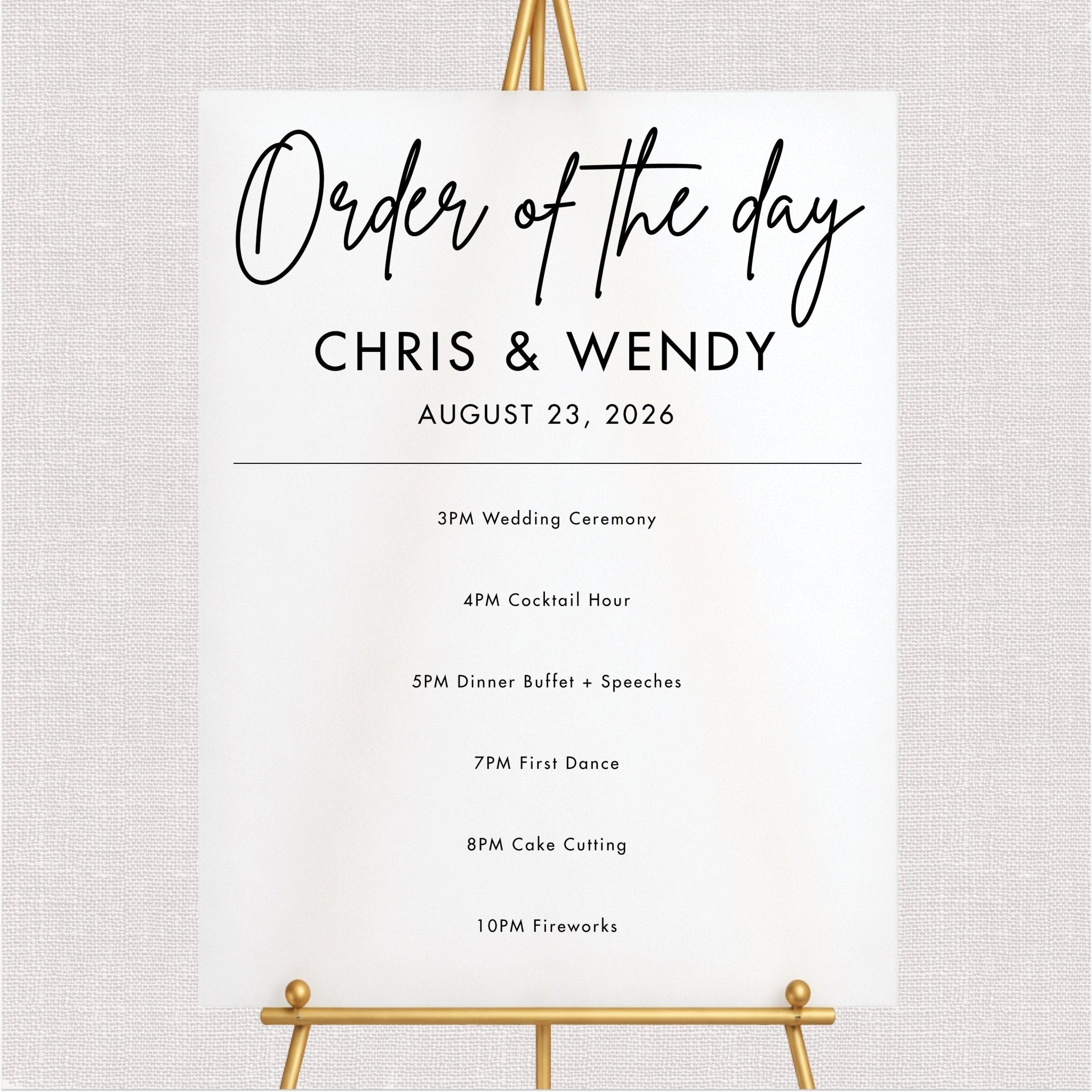 Modern Order of The Day Welcome Sign