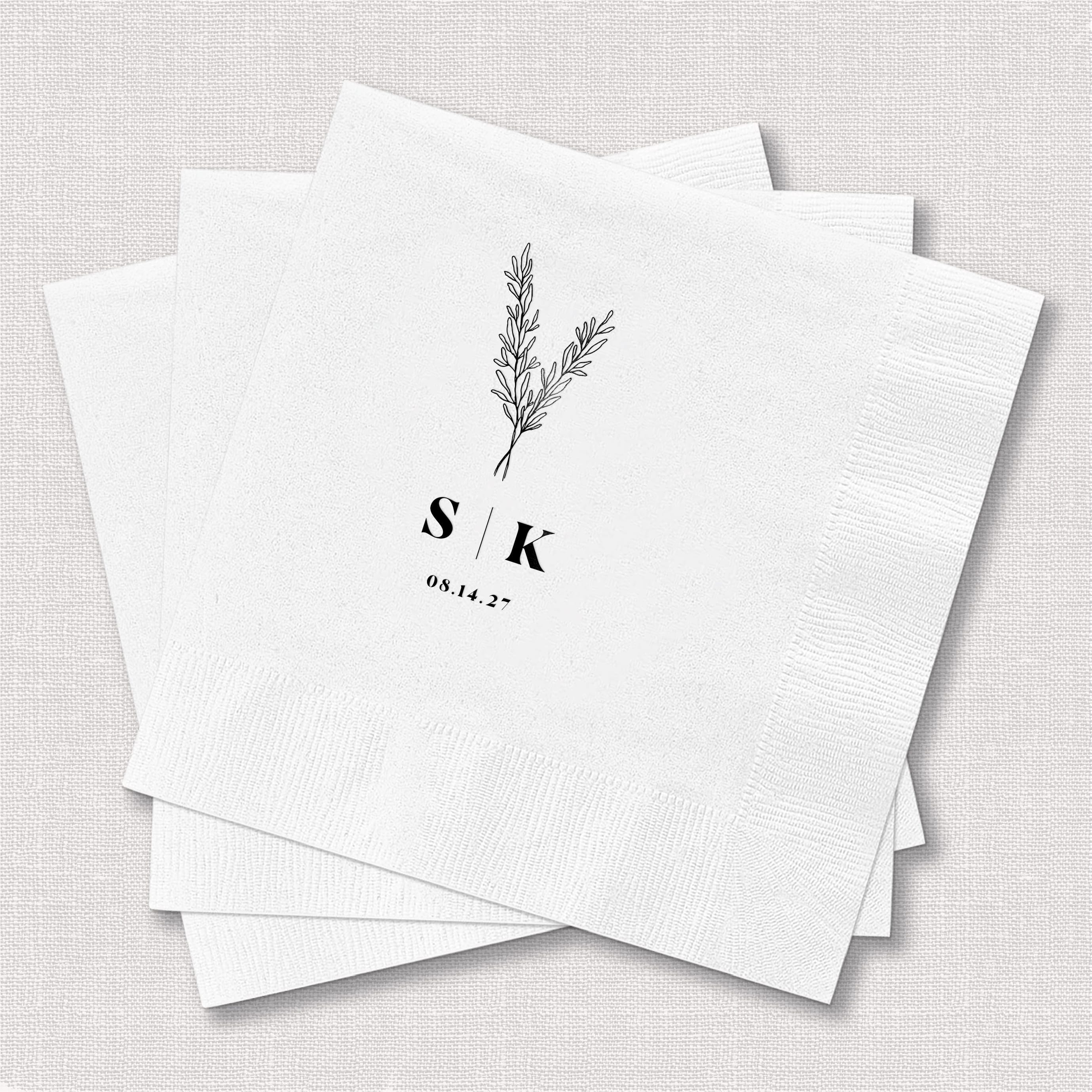 Monogrammed Wedding Napkins with Your Initials