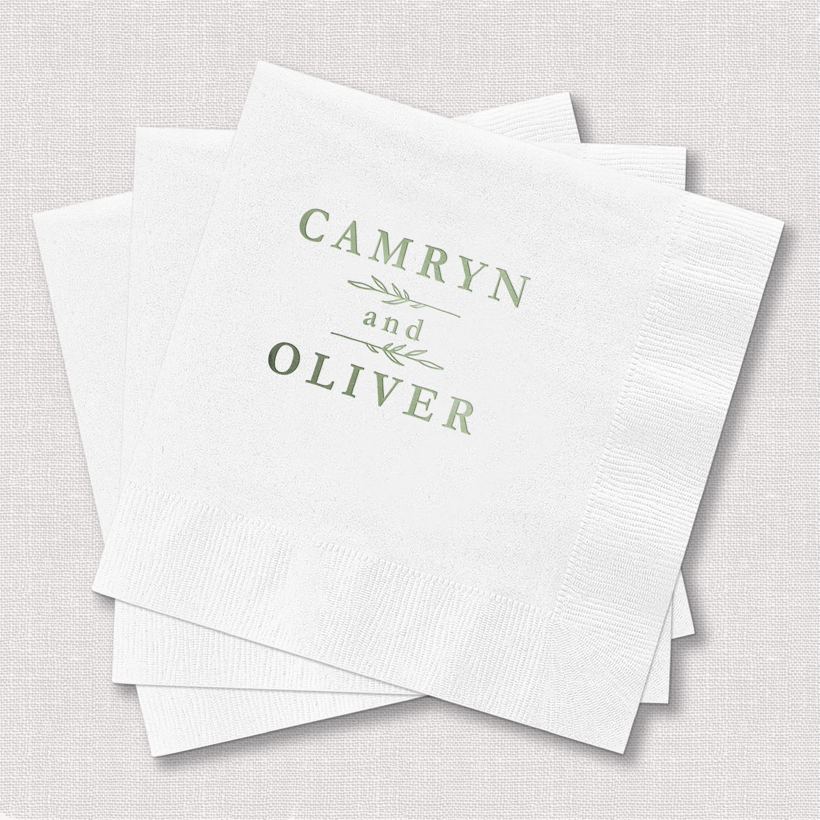 First Names with Botanical Accent Wedding Napkins