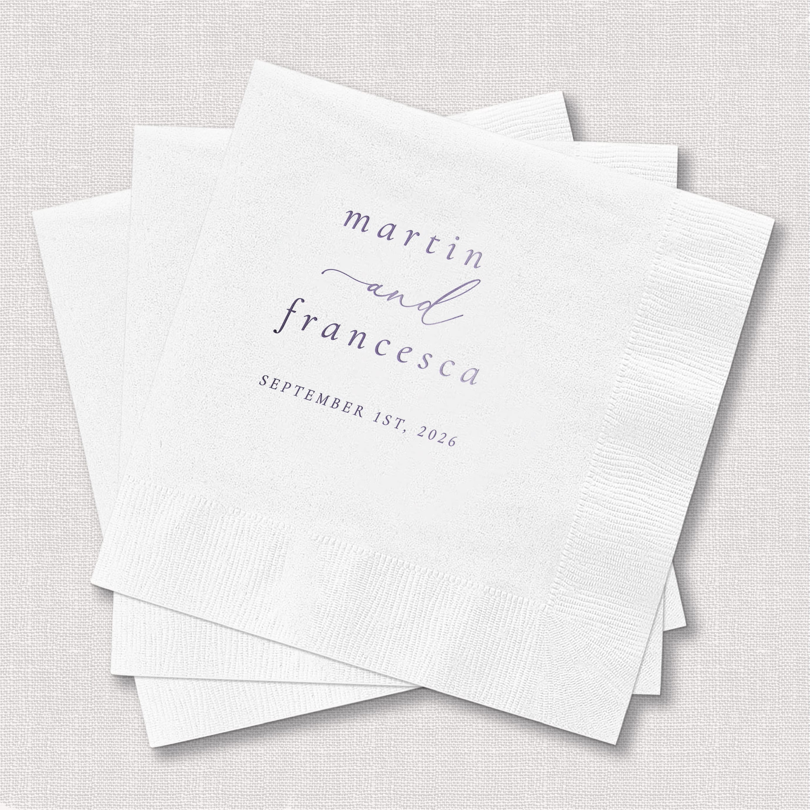 Personalized Romantic Script Wedding Napkins