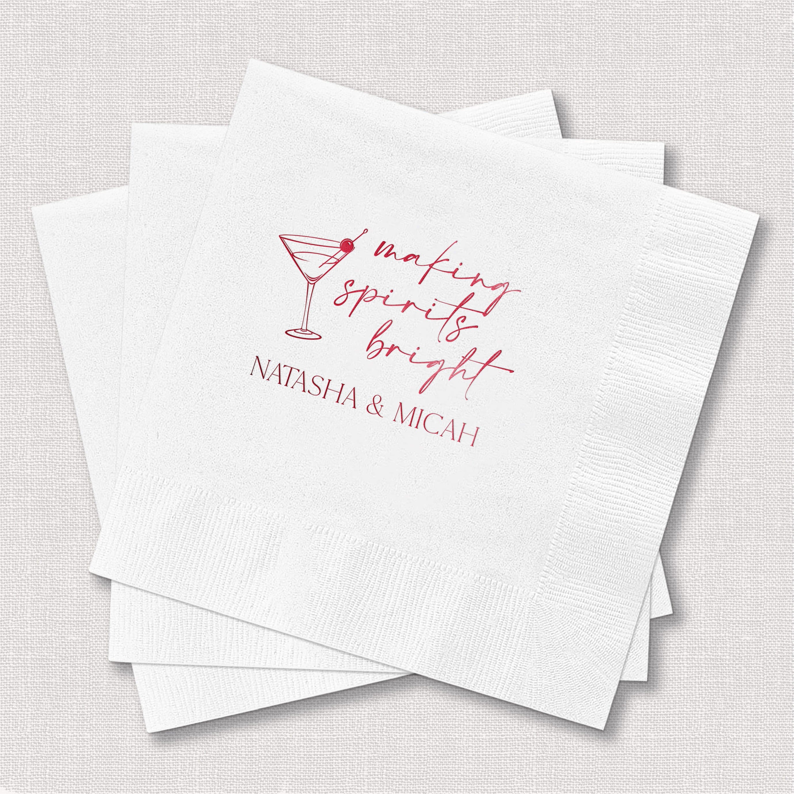 Making Spirits Bright Personalized Wedding Napkins