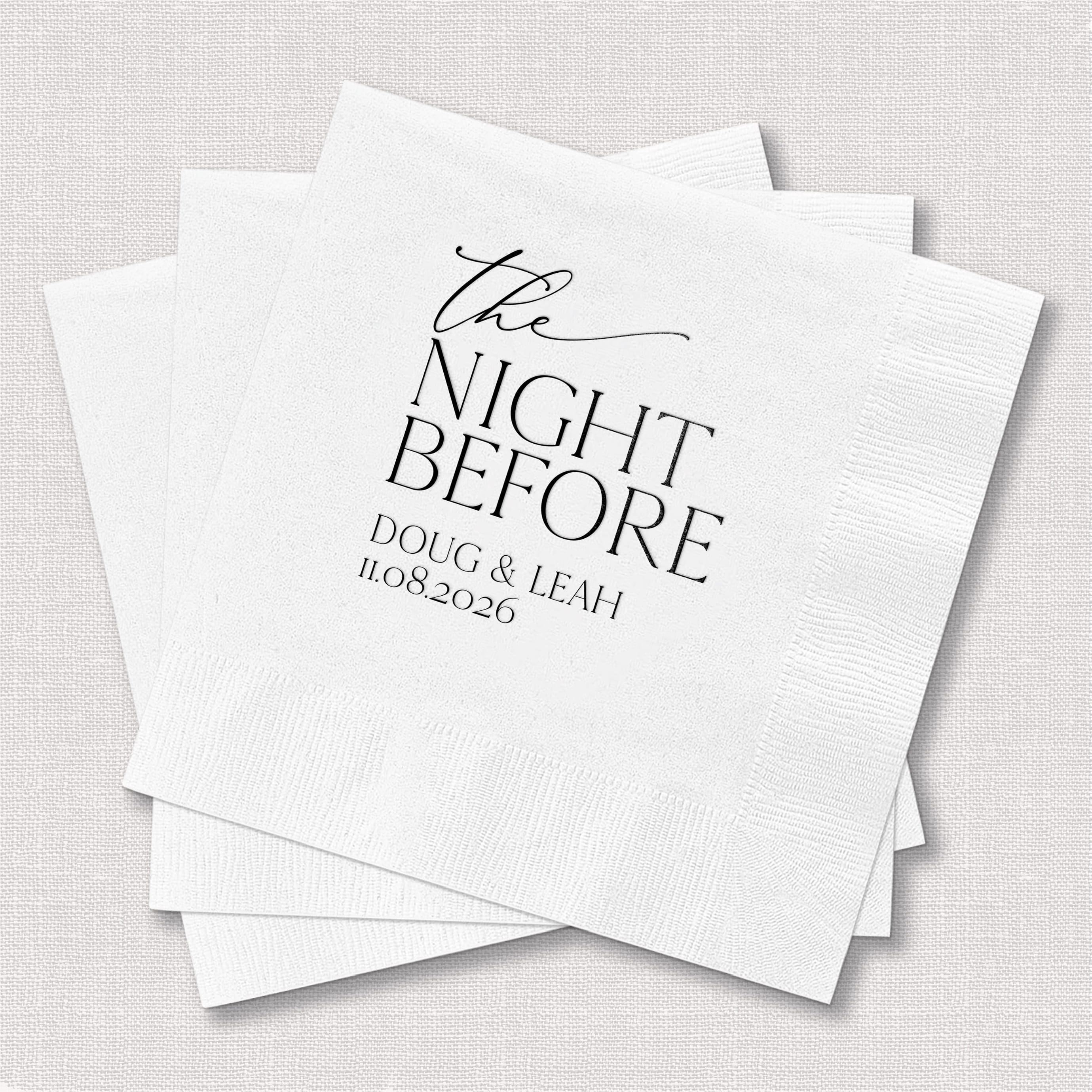 The Night Before Personalized Wedding Napkins