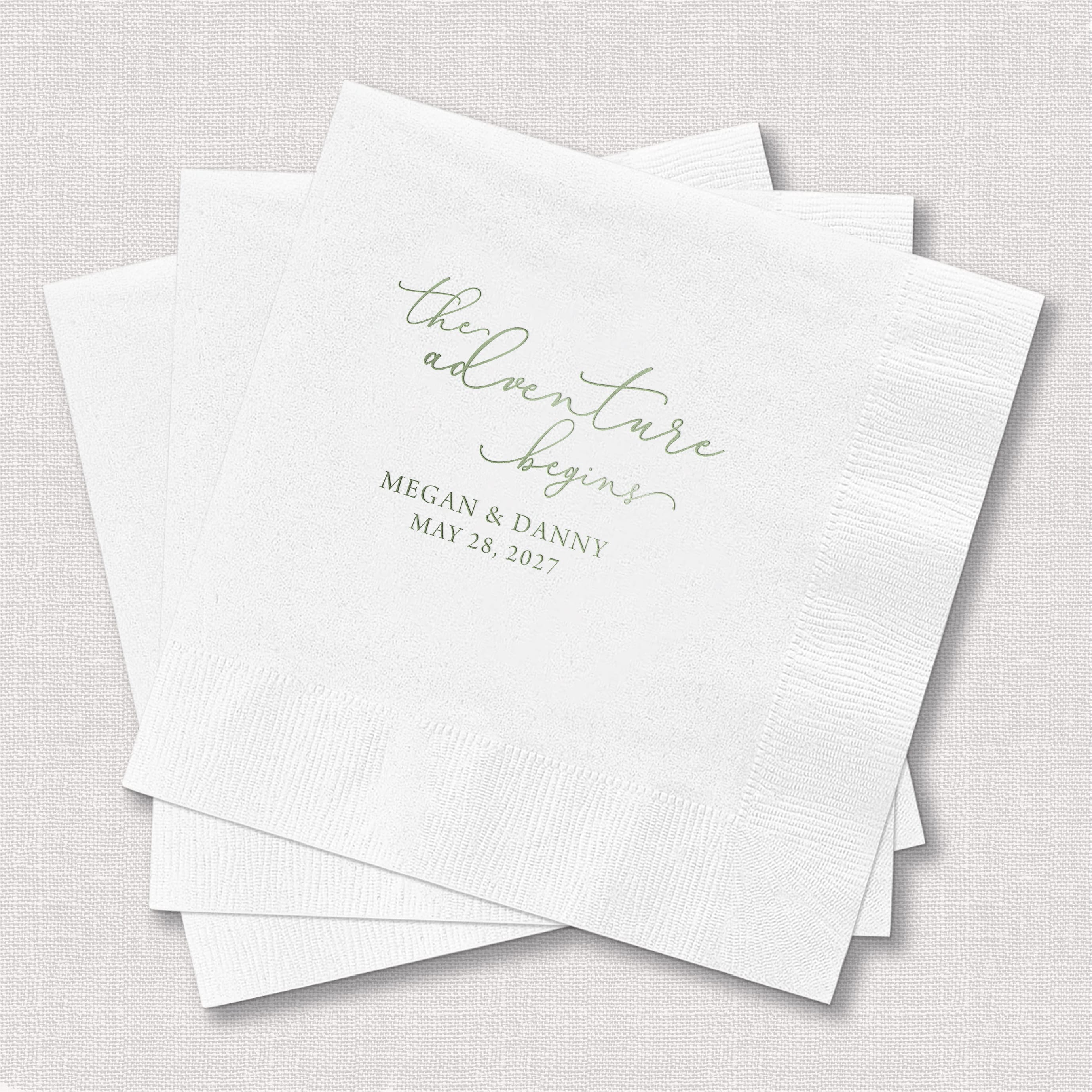 The Adventure Begins Wedding Napkins