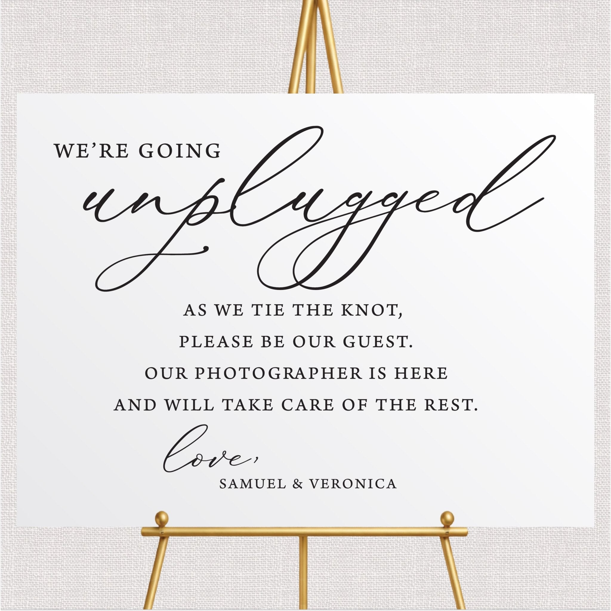 We're Going Unplugged Ceremony Sign