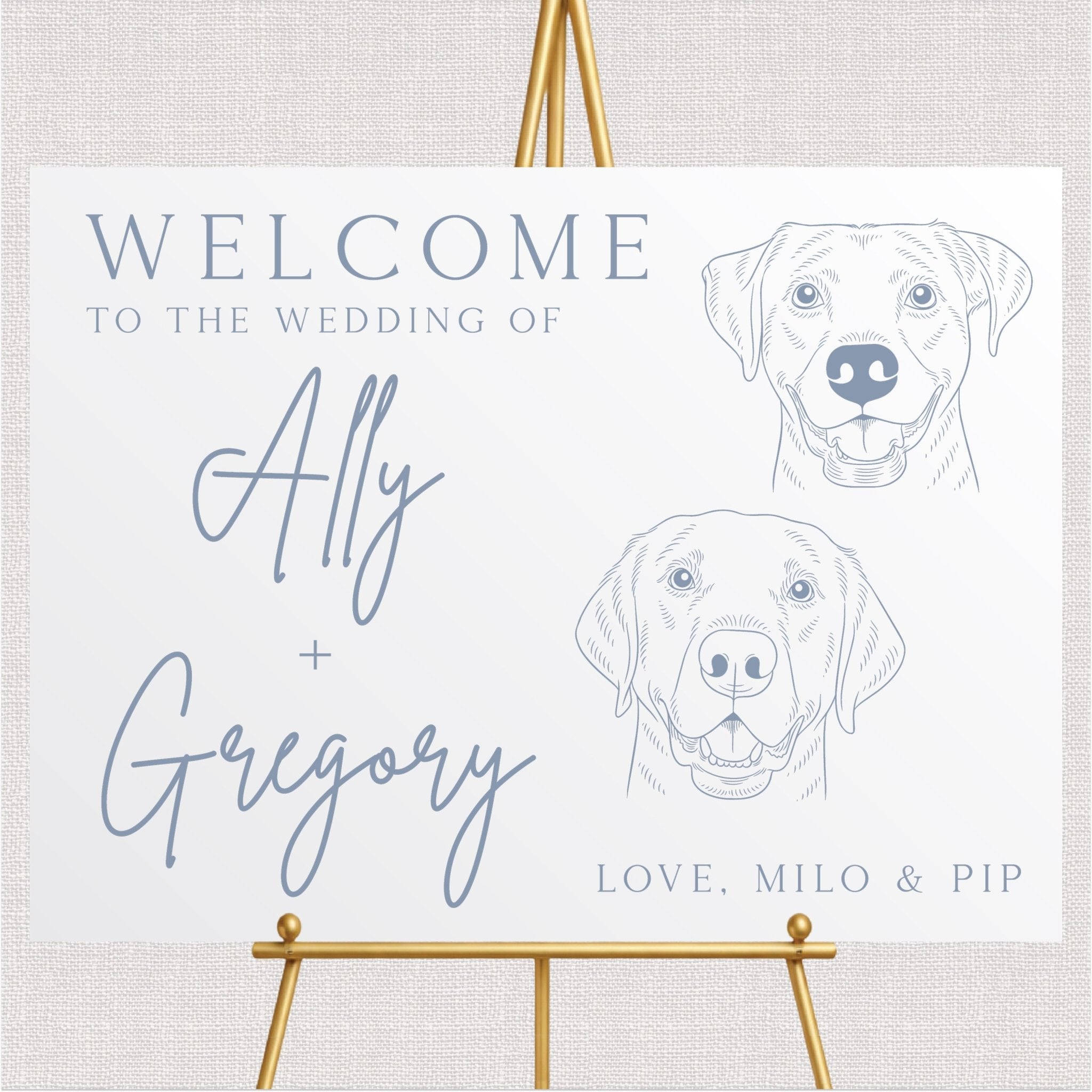 Custom Illustrated Pet Modern Welcome Sign - Landscape